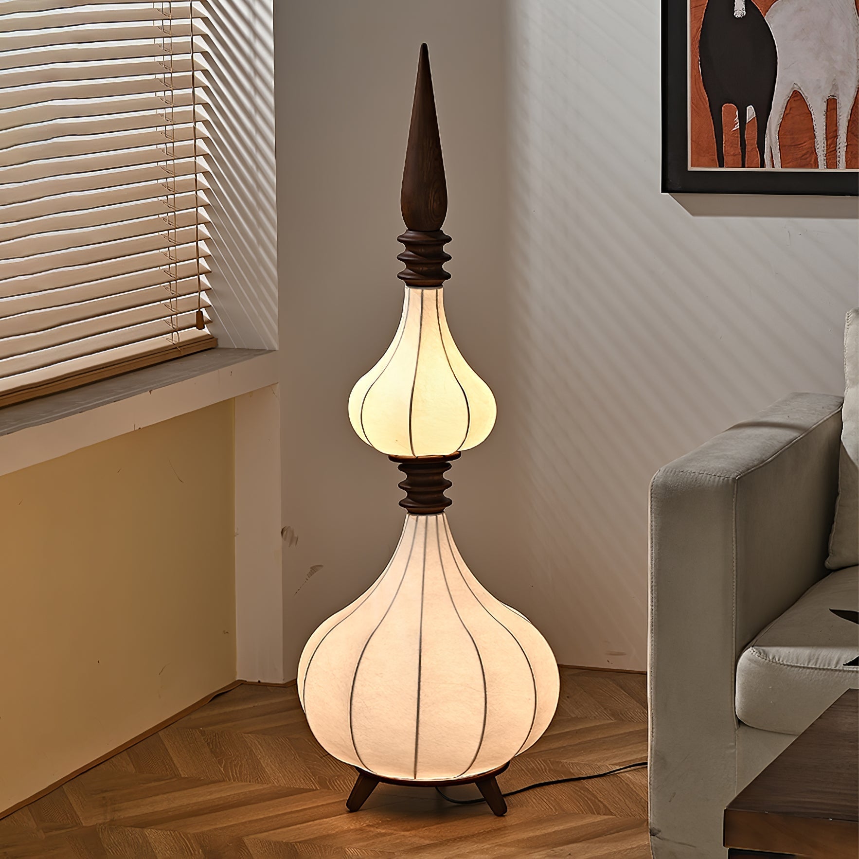 Cetalyra Tiered Gourd Floor Lamp-Neutral Decor