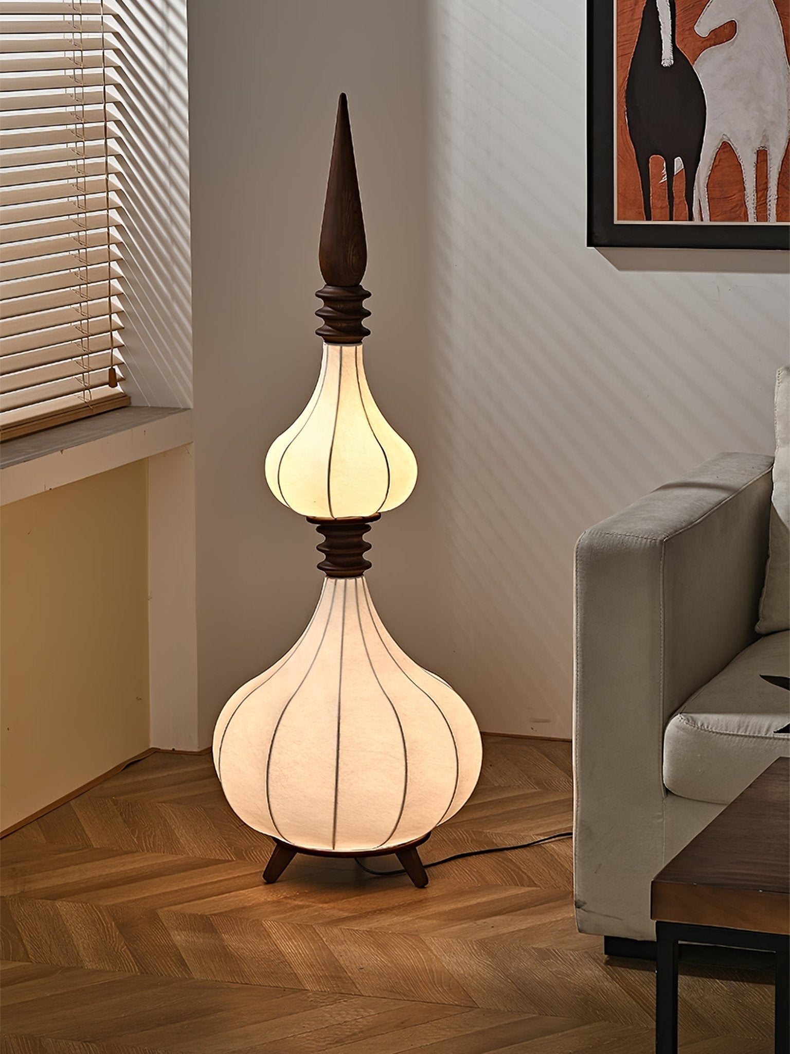 Cetalyra Tiered Gourd Floor Lamp-Neutral Decor