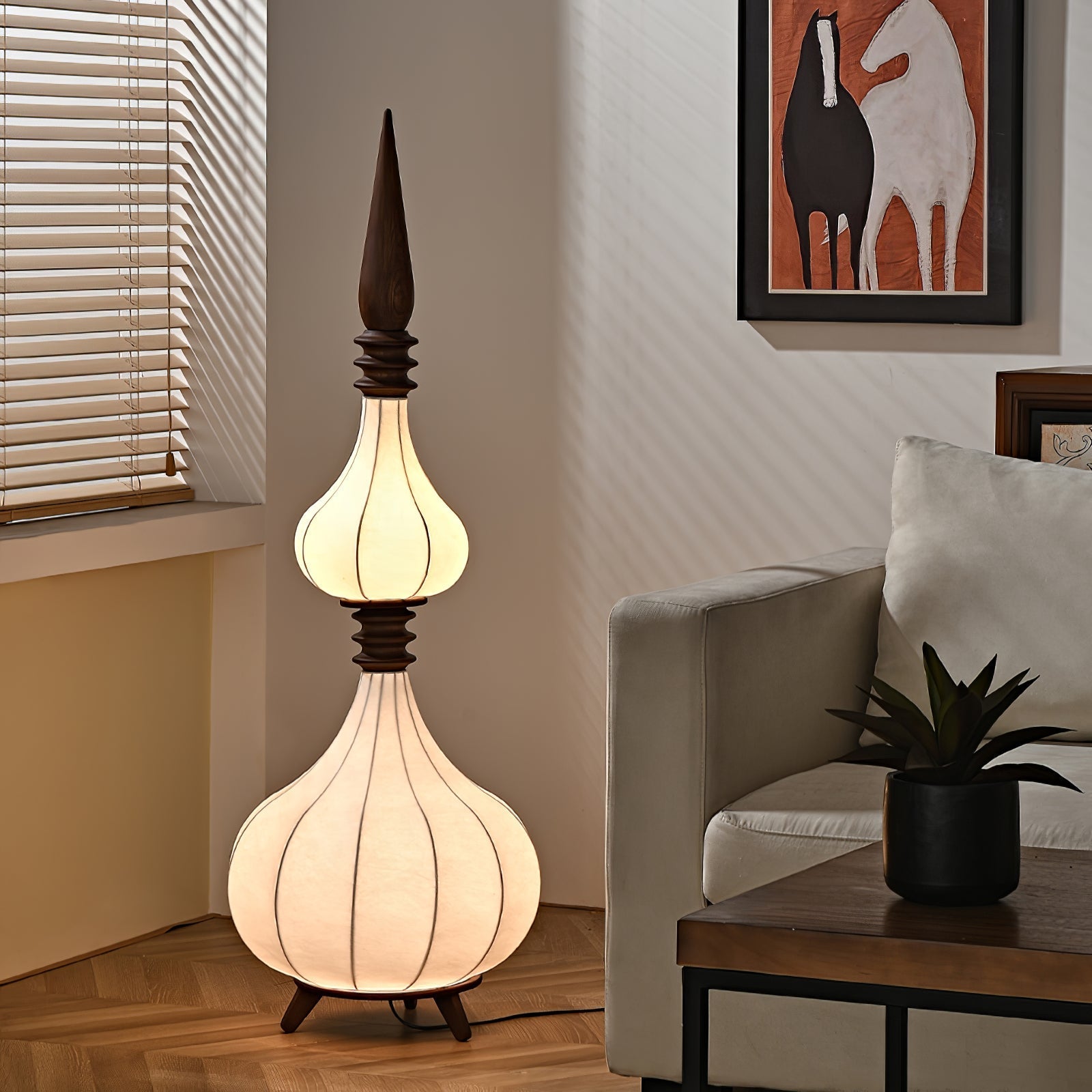 Cetalyra Tiered Gourd Floor Lamp-Neutral Decor