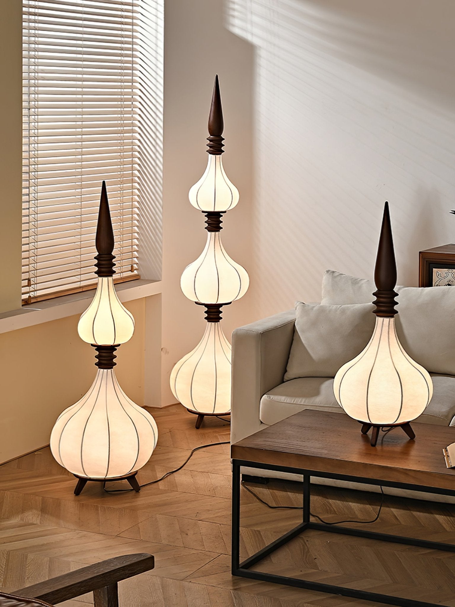Cetalyra Tiered Gourd Floor Lamp-Neutral Decor