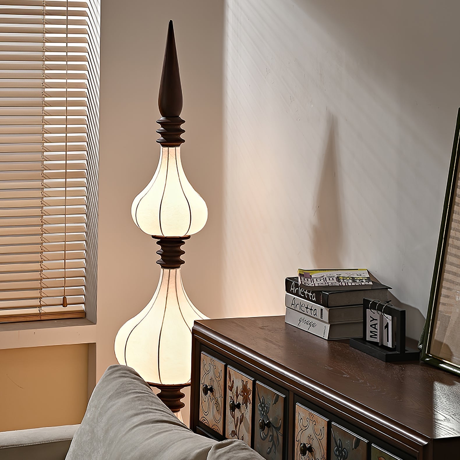 Cetalyra Tiered Gourd Floor Lamp-Neutral Decor