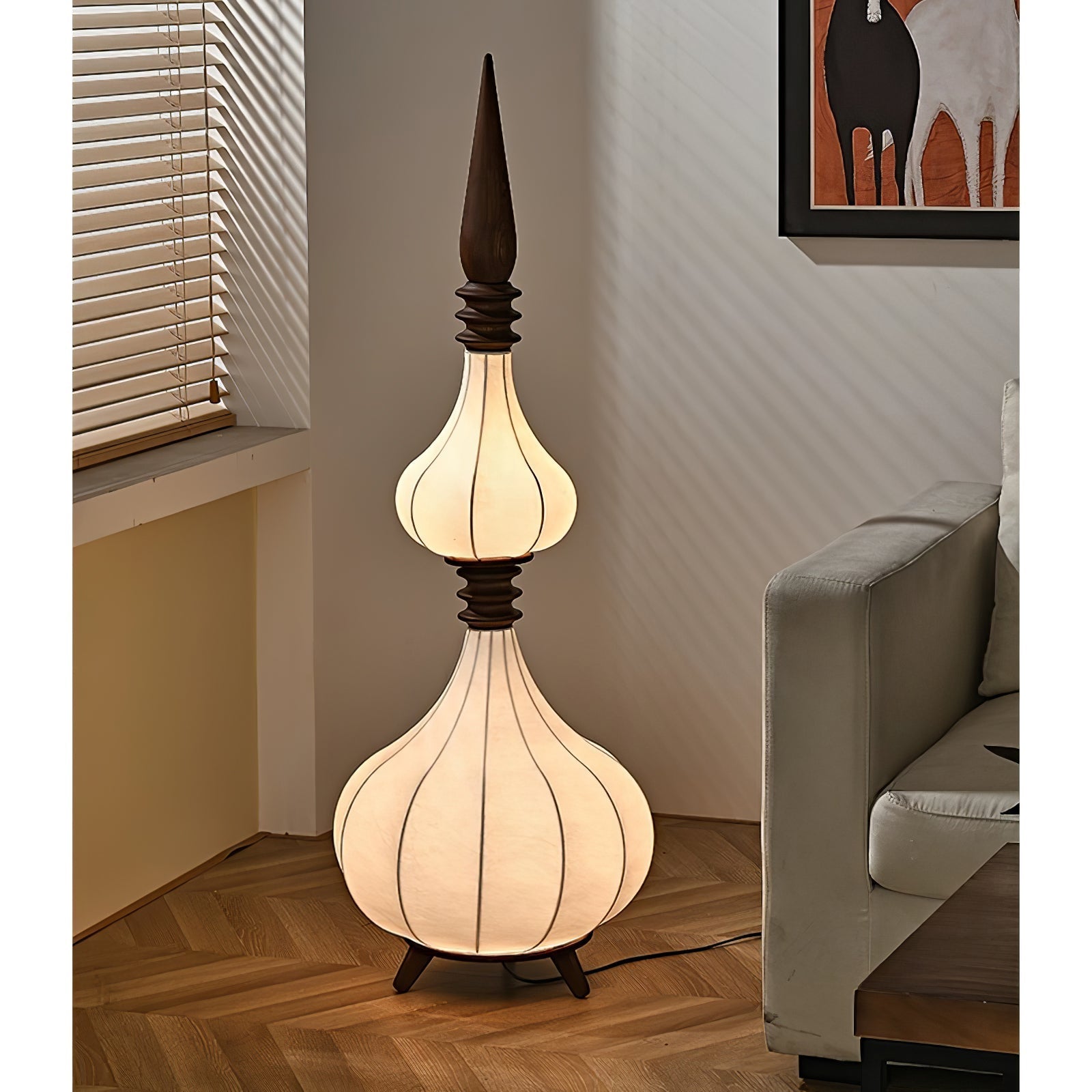 Cetalyra Tiered Gourd Floor Lamp-Neutral Decor