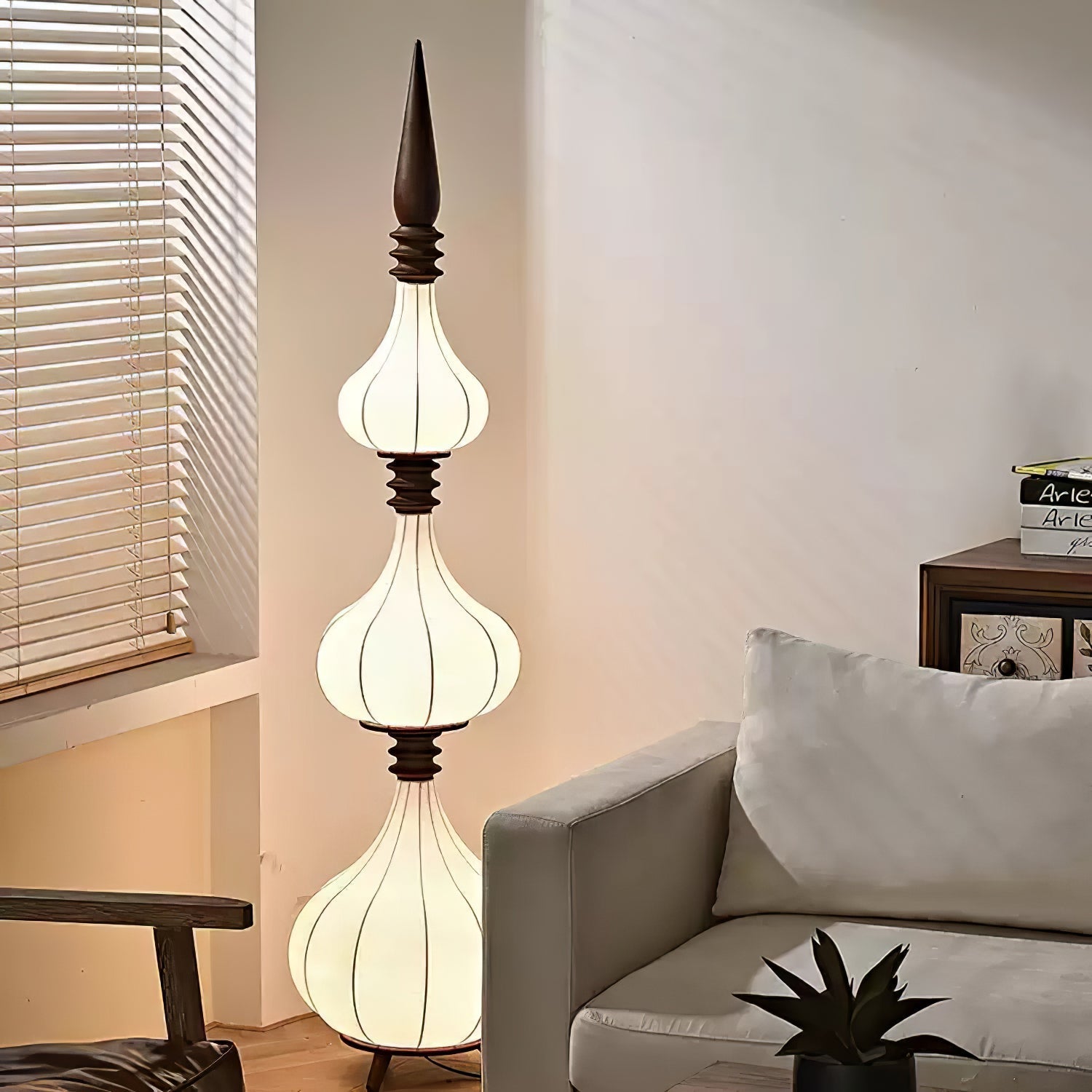Cetalyra Tiered Gourd Floor Lamp-Neutral Decor
