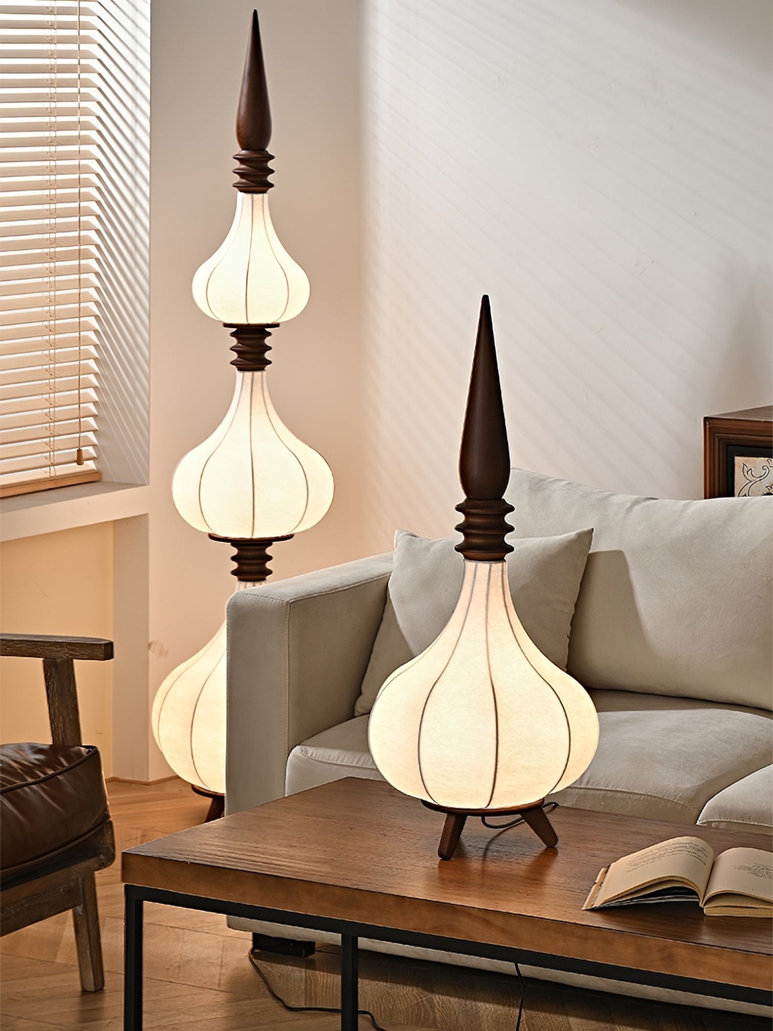 Cetalyra Tiered Gourd Floor Lamp-Neutral Decor