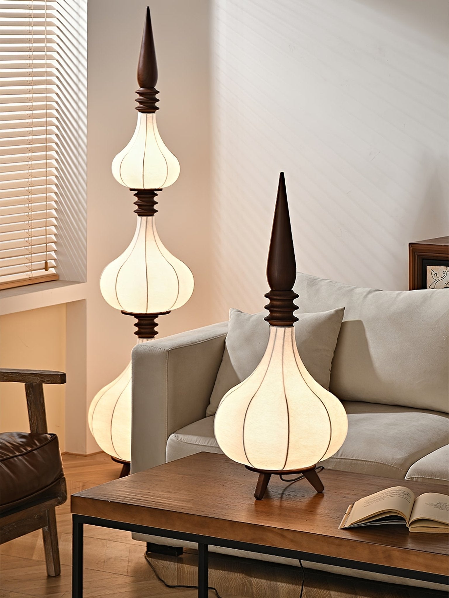 Cetalyra Tiered Gourd Floor Lamp-Neutral Decor