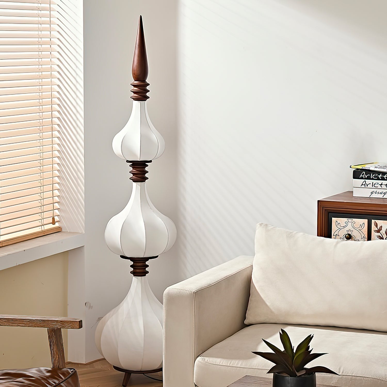 Cetalyra Tiered Gourd Floor Lamp-Neutral Decor