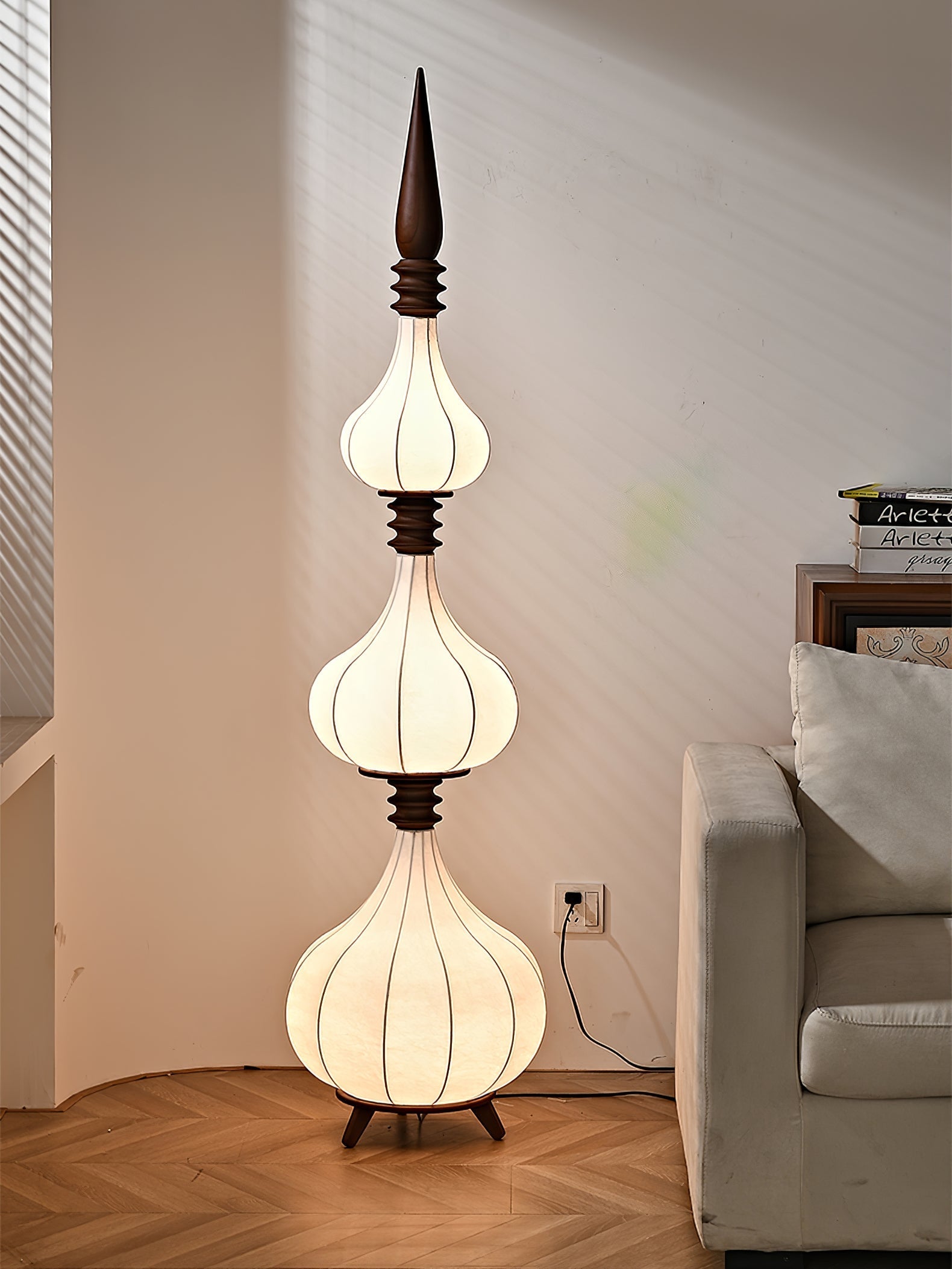 Cetalyra Tiered Gourd Floor Lamp-Neutral Decor