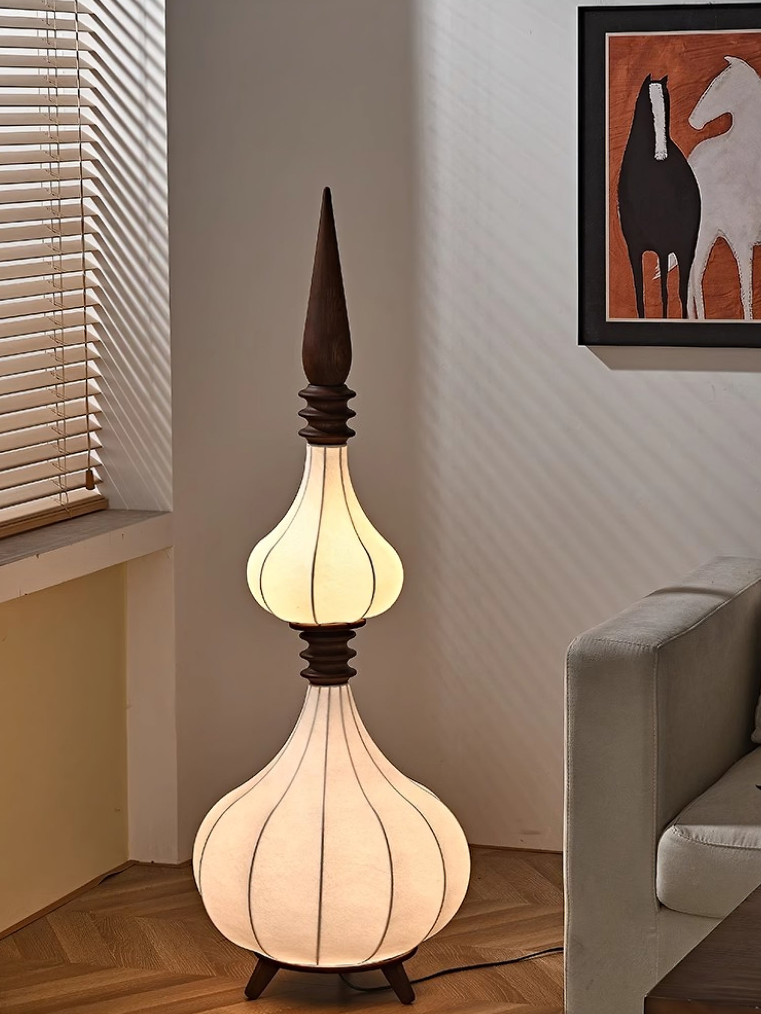 Cetalyra Tiered Gourd Floor Lamp-Neutral Decor