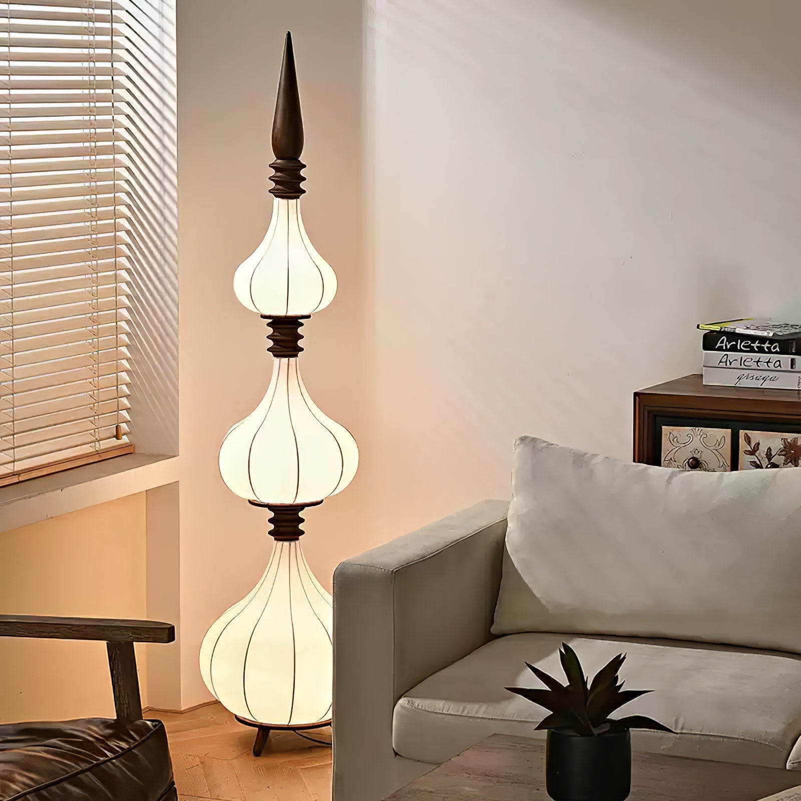 Cetalyra Tiered Gourd Floor Lamp-Neutral Decor