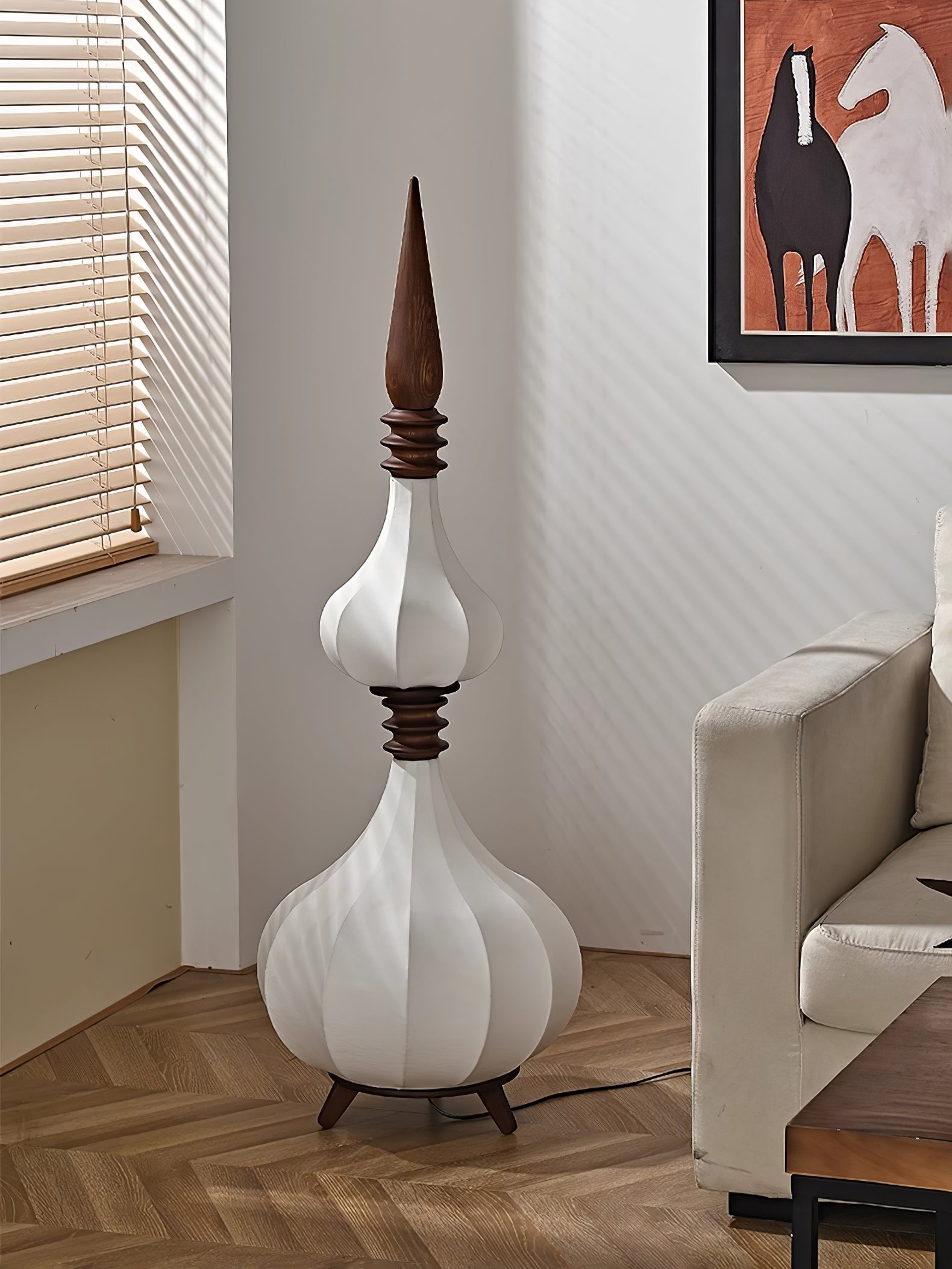 Cetalyra Tiered Gourd Floor Lamp-Neutral Decor