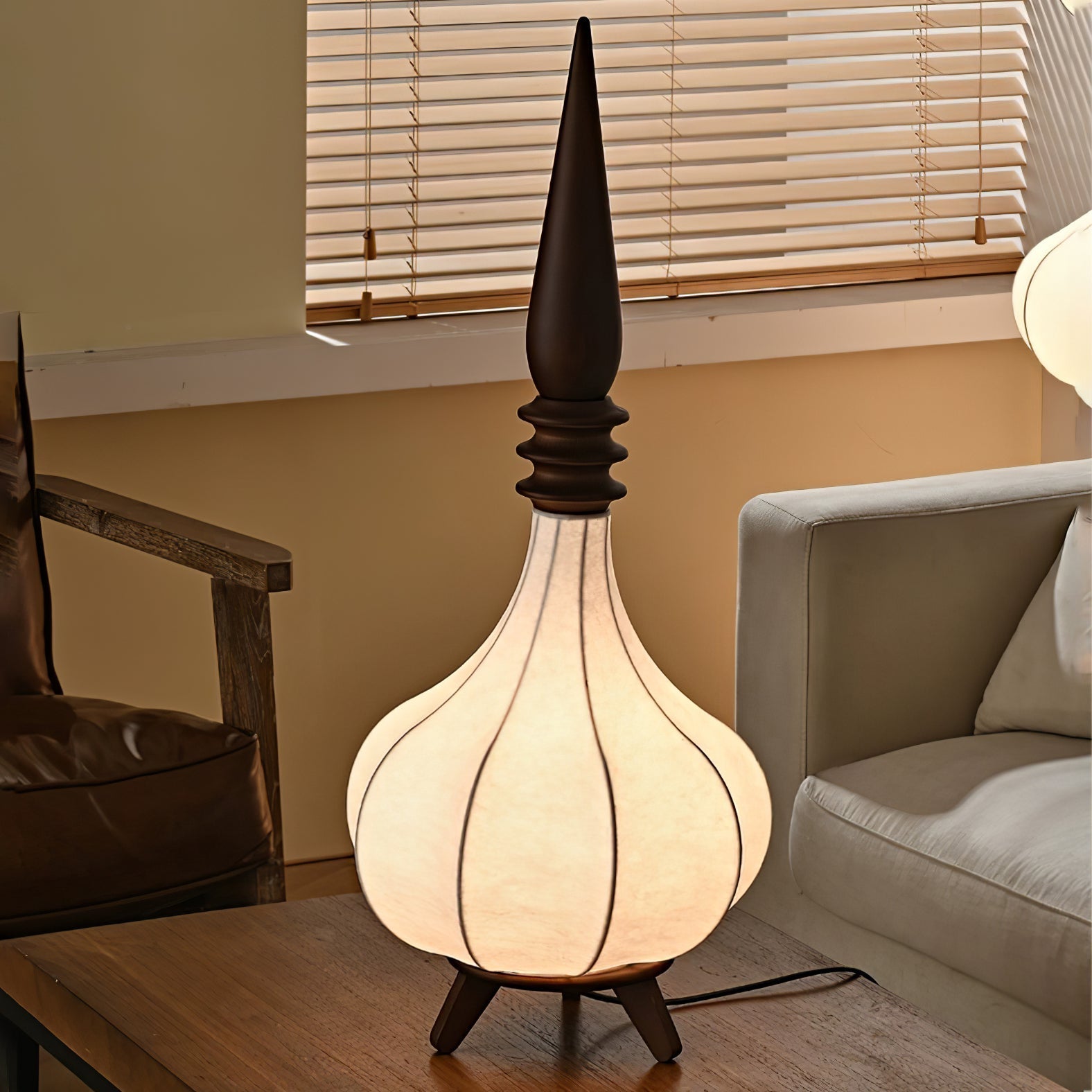 Cetalyra Tiered Gourd Floor Lamp-Neutral Decor