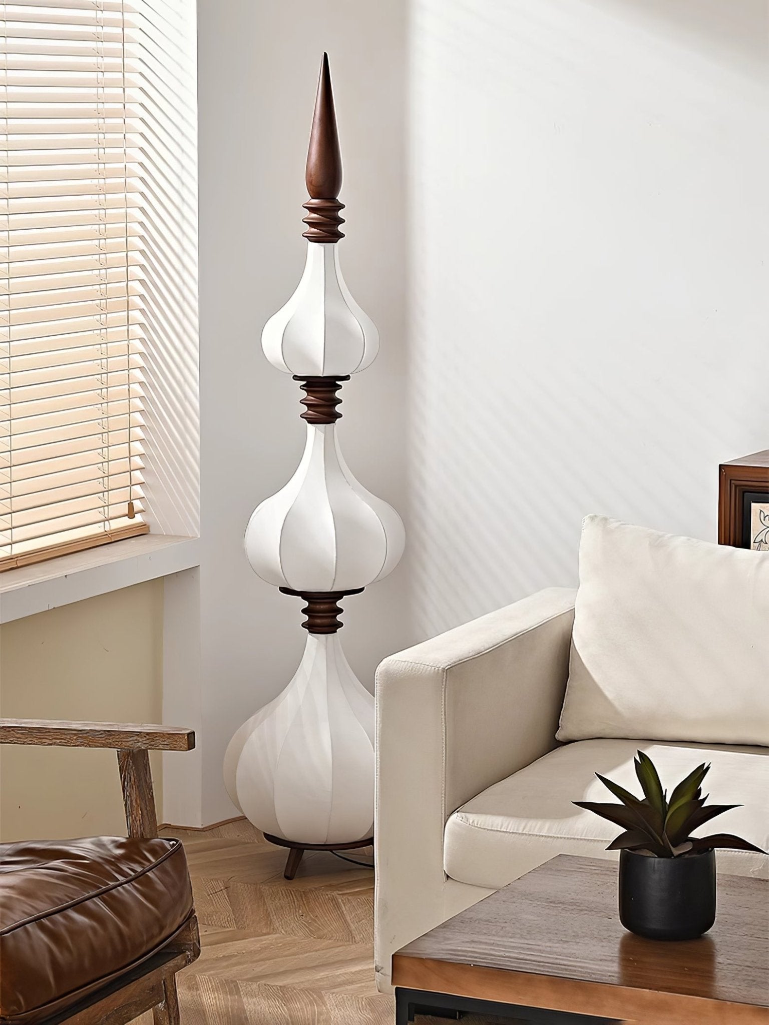 Cetalyra Tiered Gourd Floor Lamp-Neutral Decor