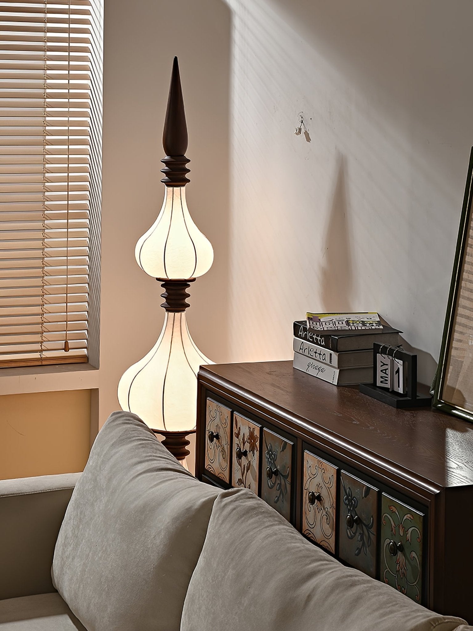 Cetalyra Tiered Gourd Floor Lamp-Neutral Decor