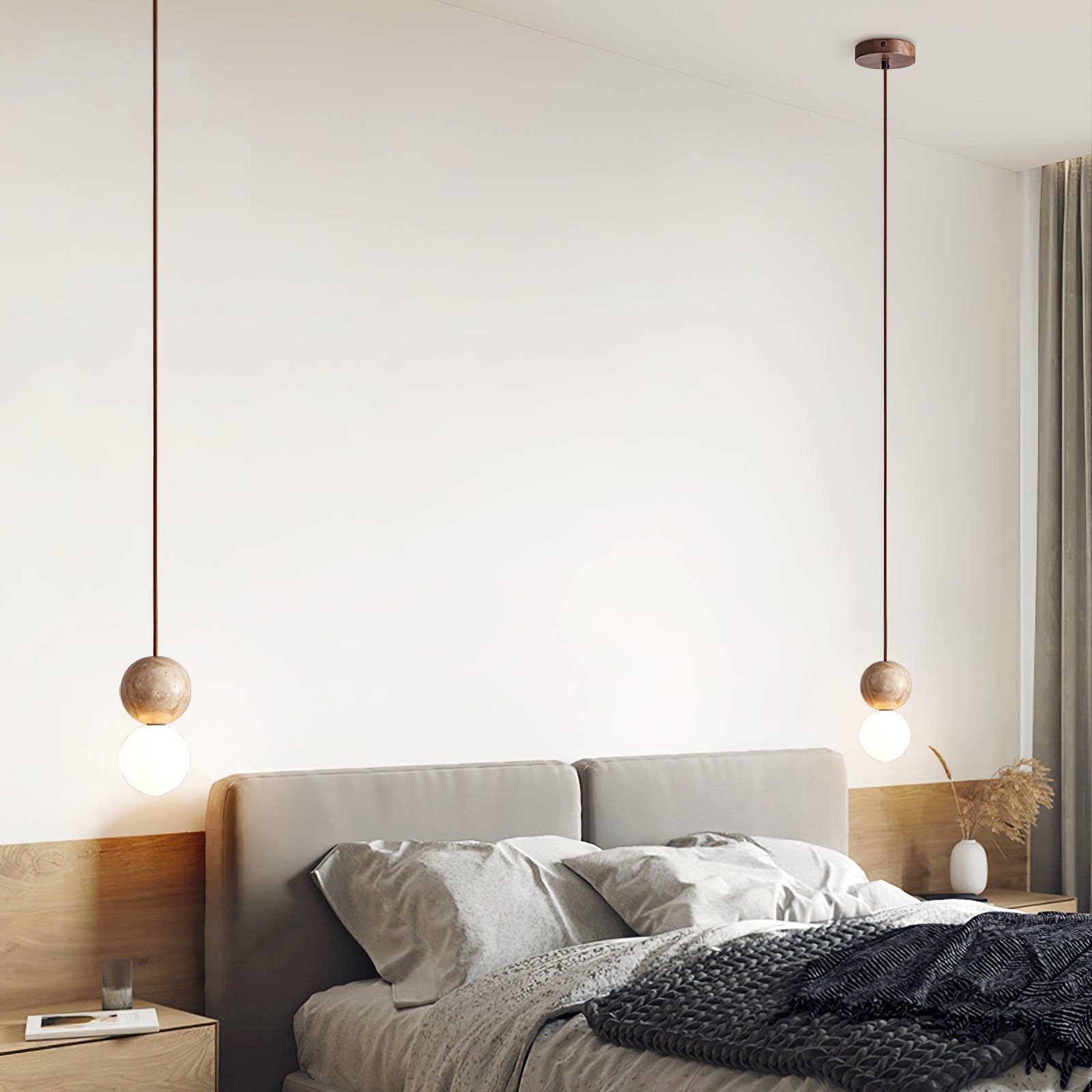 Trio Travertine Pendant Light-Neutral Decor