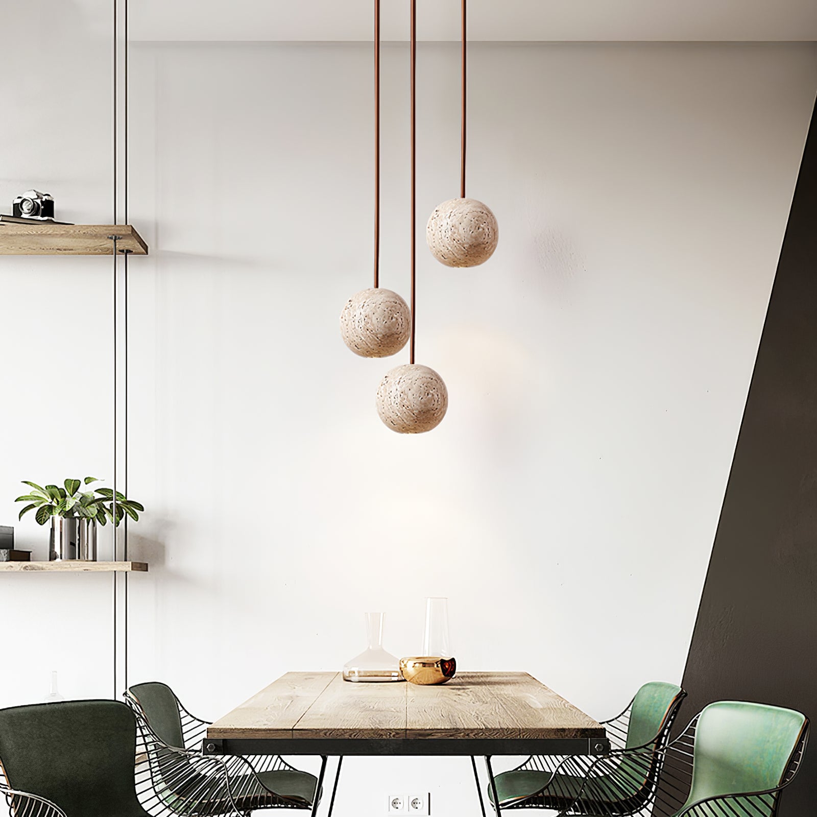 Trio Travertine Pendant Light-Neutral Decor
