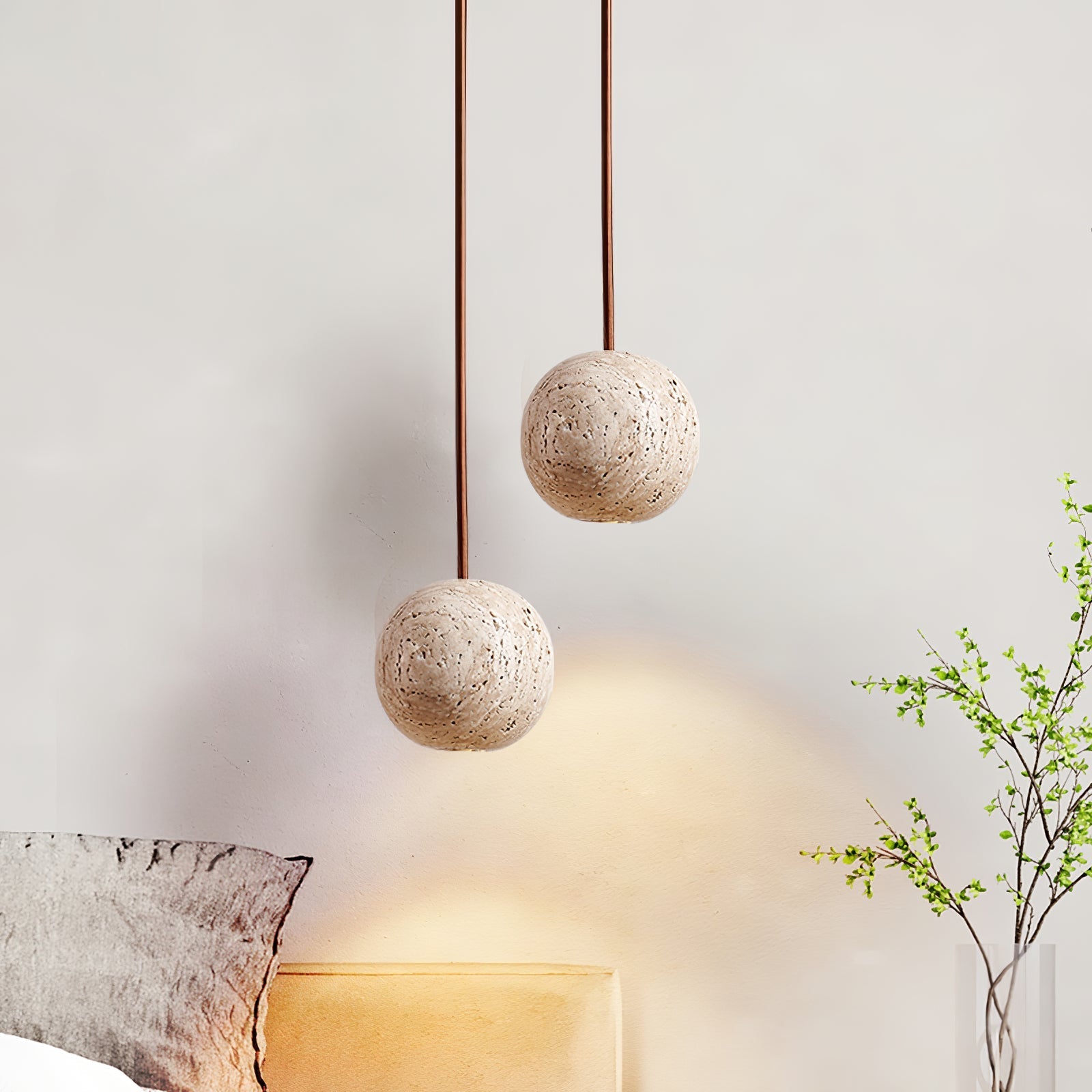 Trio Travertine Pendant Light-Neutral Decor