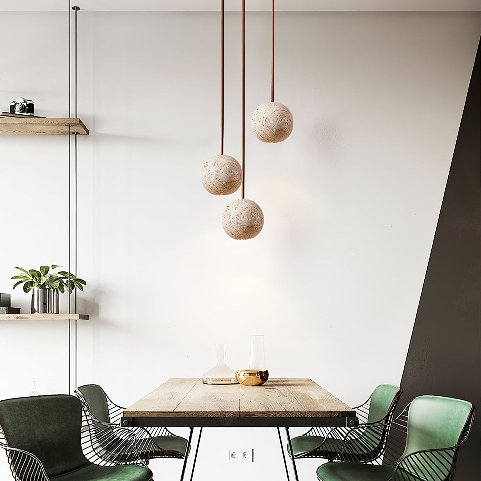 Trio Travertine Pendant Light-Neutral Decor