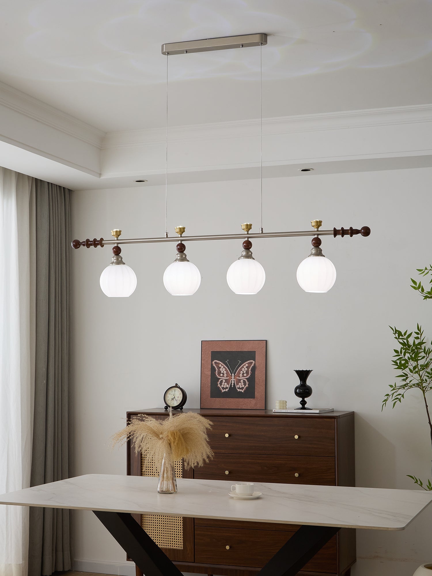 Otheia Elegance Vintage Linear Wood Pendant Lamp-Neutral Decor