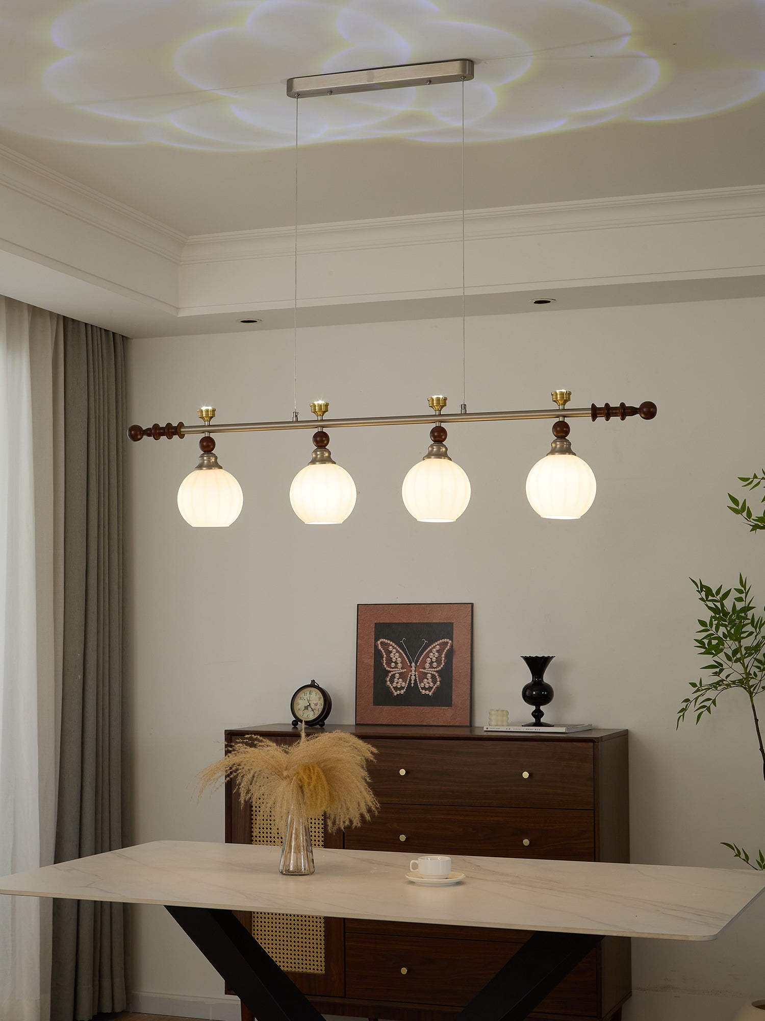 Otheia Elegance Vintage Linear Wood Pendant Lamp-Neutral Decor