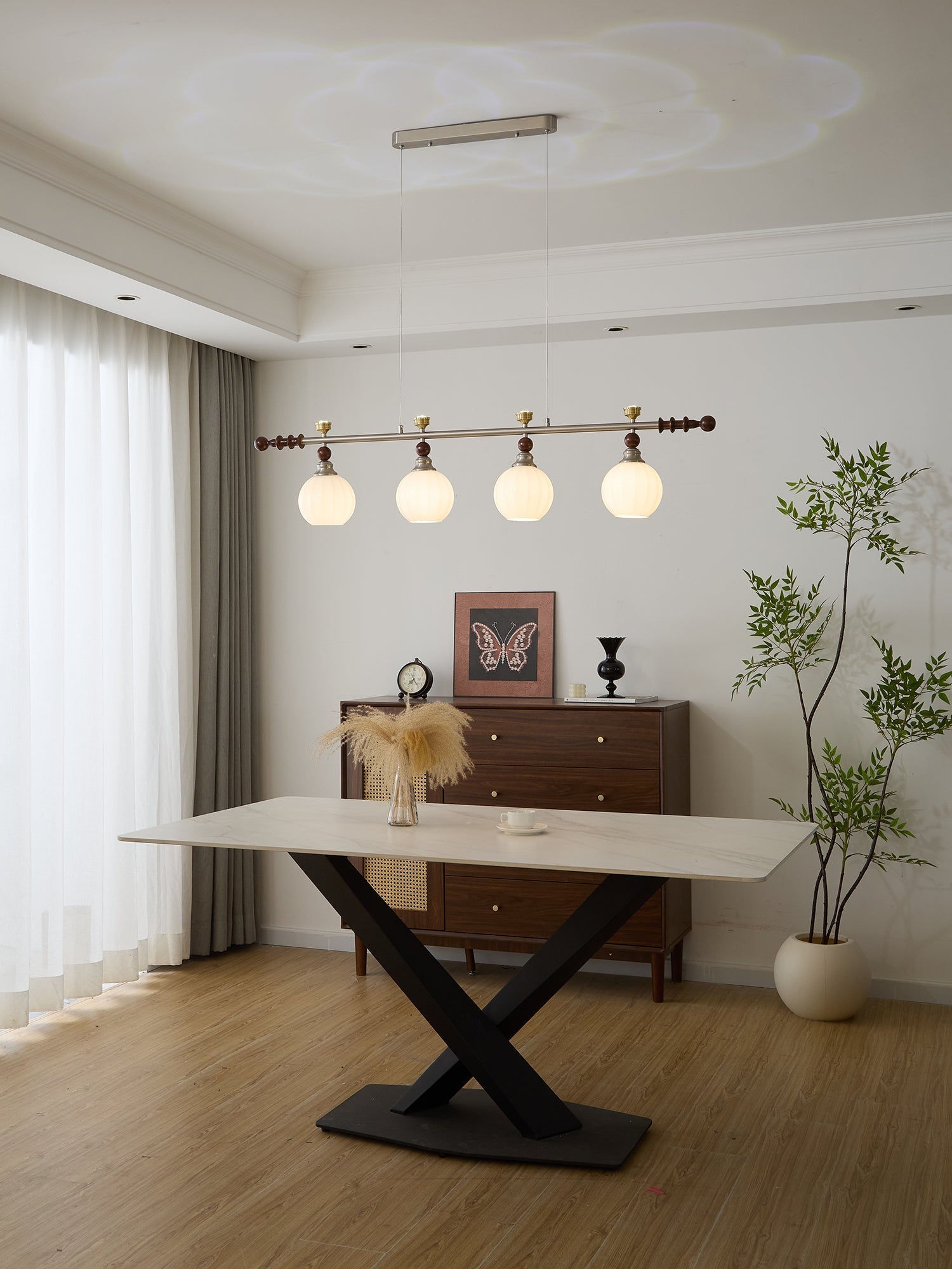 Otheia Elegance Vintage Linear Wood Pendant Lamp-Neutral Decor