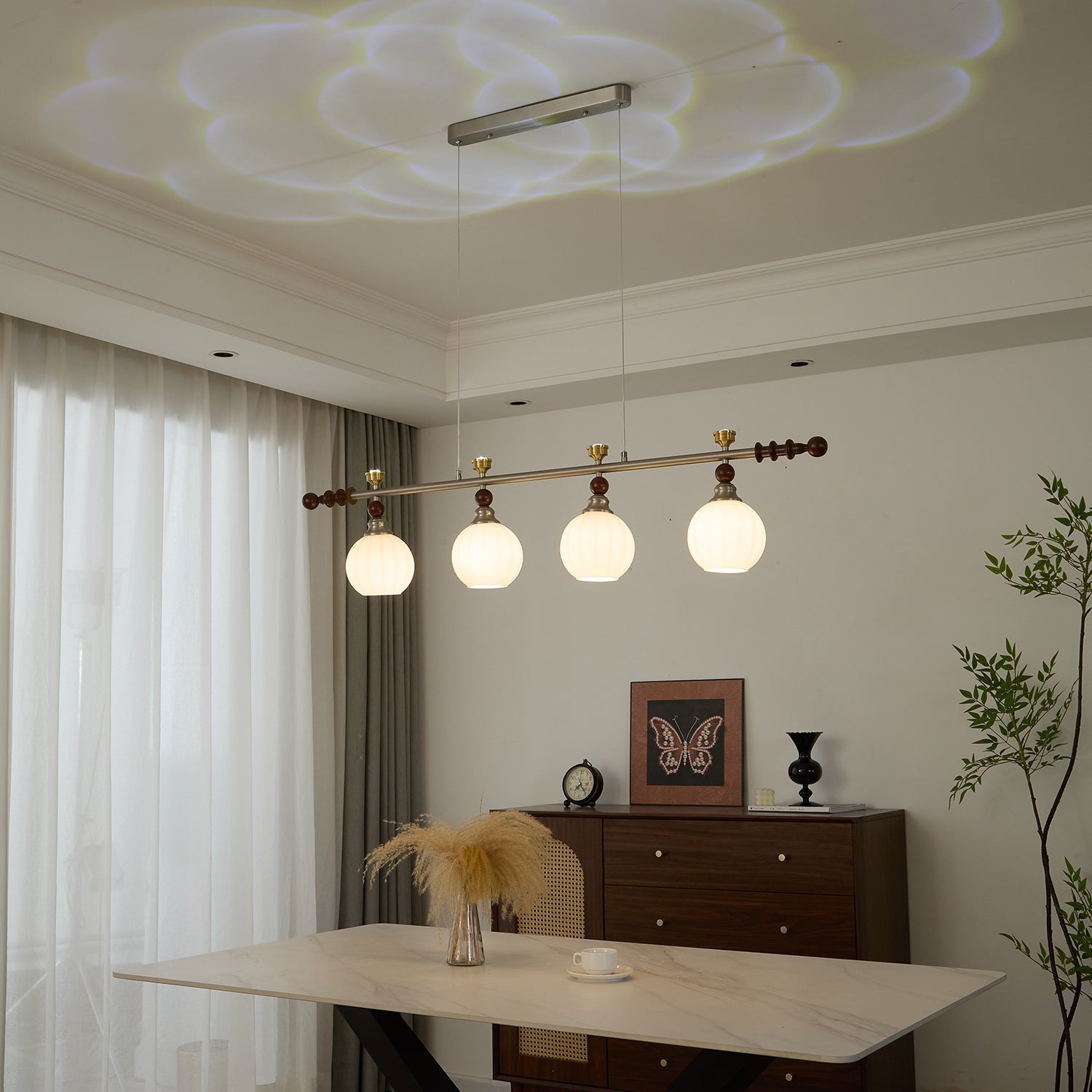 Otheia Elegance Vintage Linear Wood Pendant Lamp-Neutral Decor