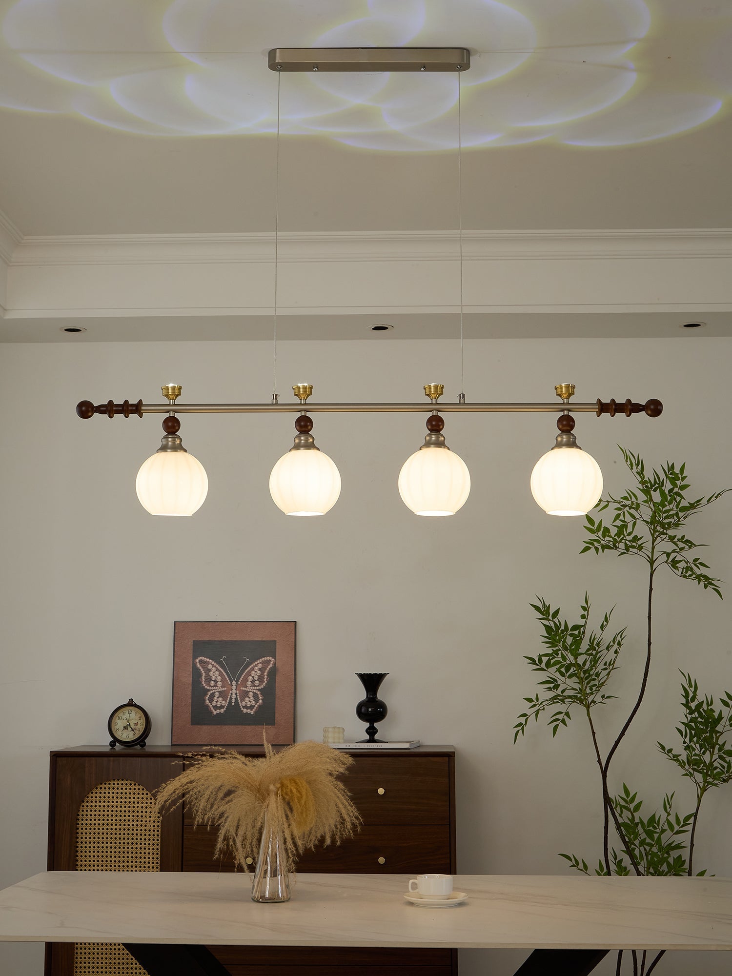 Otheia Elegance Vintage Linear Wood Pendant Lamp-Neutral Decor