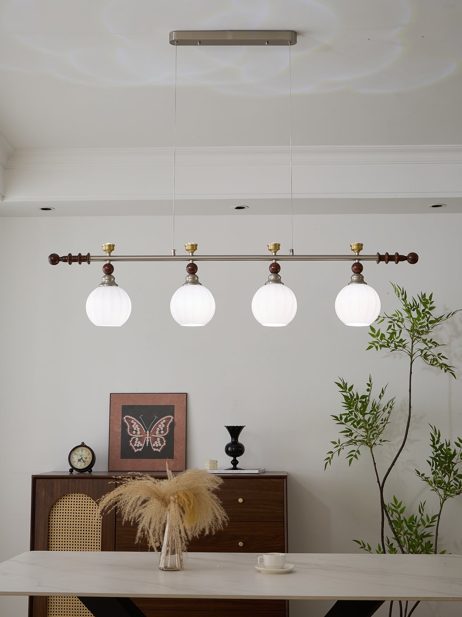 Otheia Elegance Vintage Linear Wood Pendant Lamp-Neutral Decor