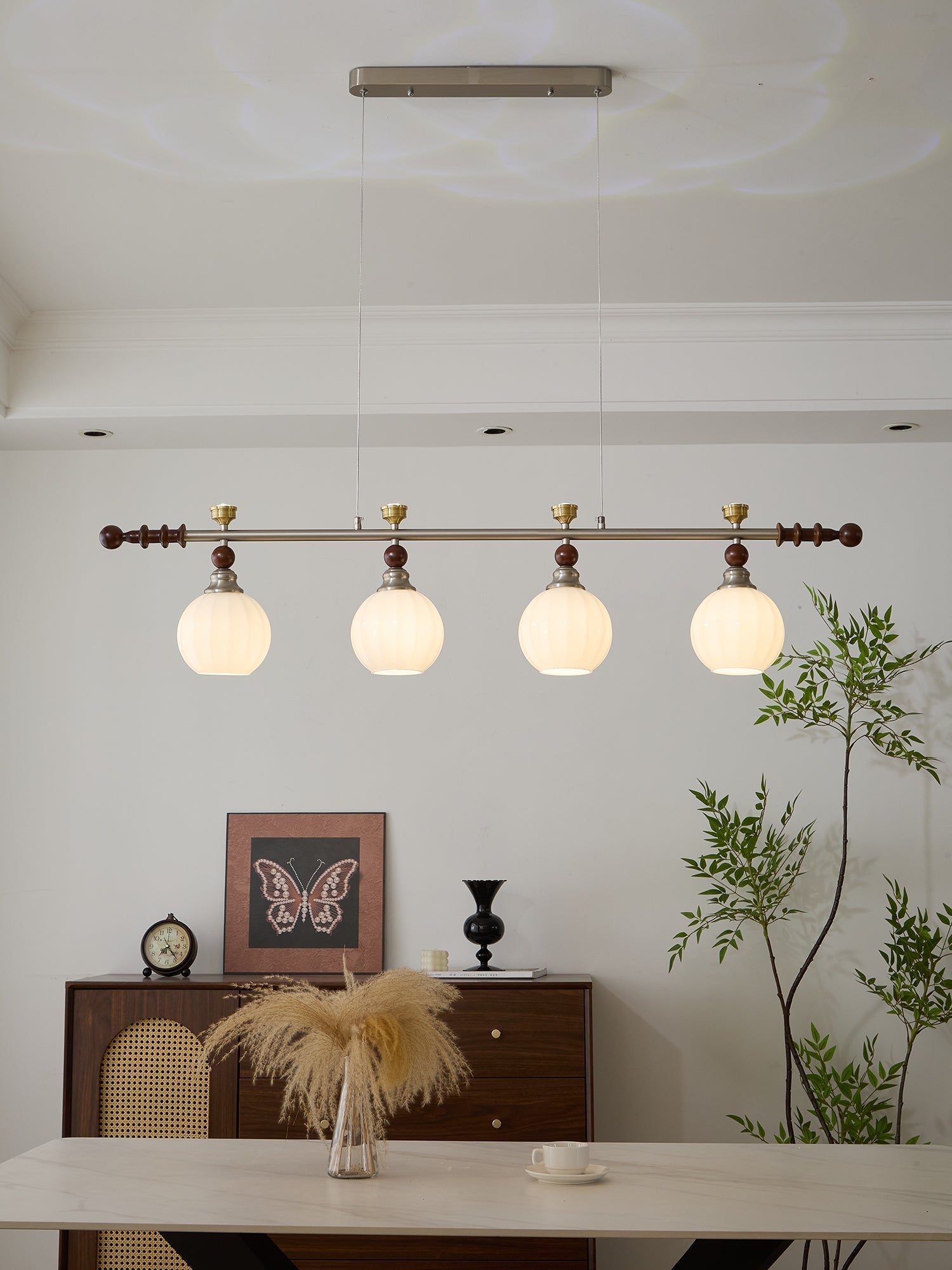 Otheia Elegance Vintage Linear Wood Pendant Lamp-Neutral Decor
