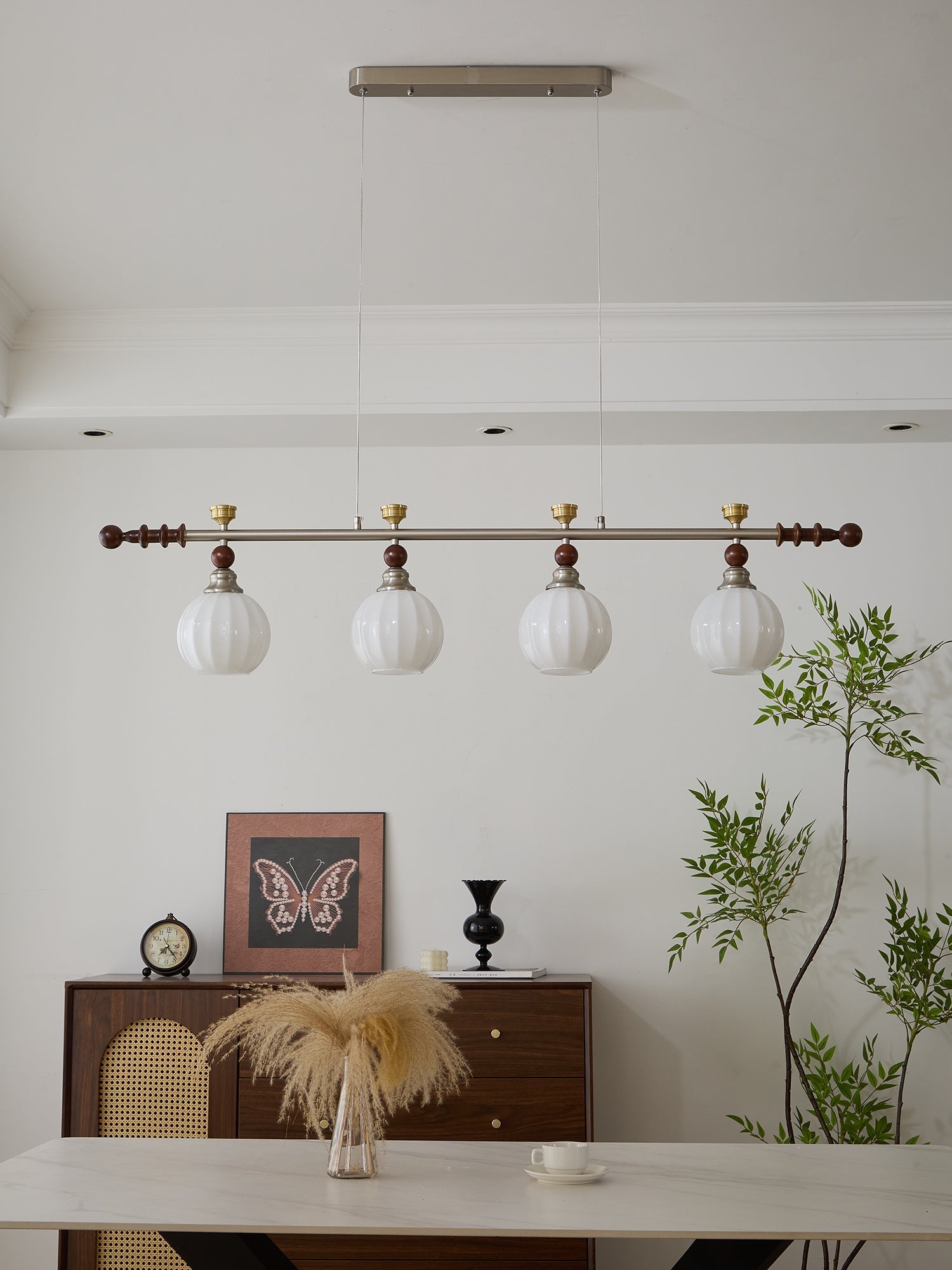 Otheia Elegance Vintage Linear Wood Pendant Lamp-Neutral Decor