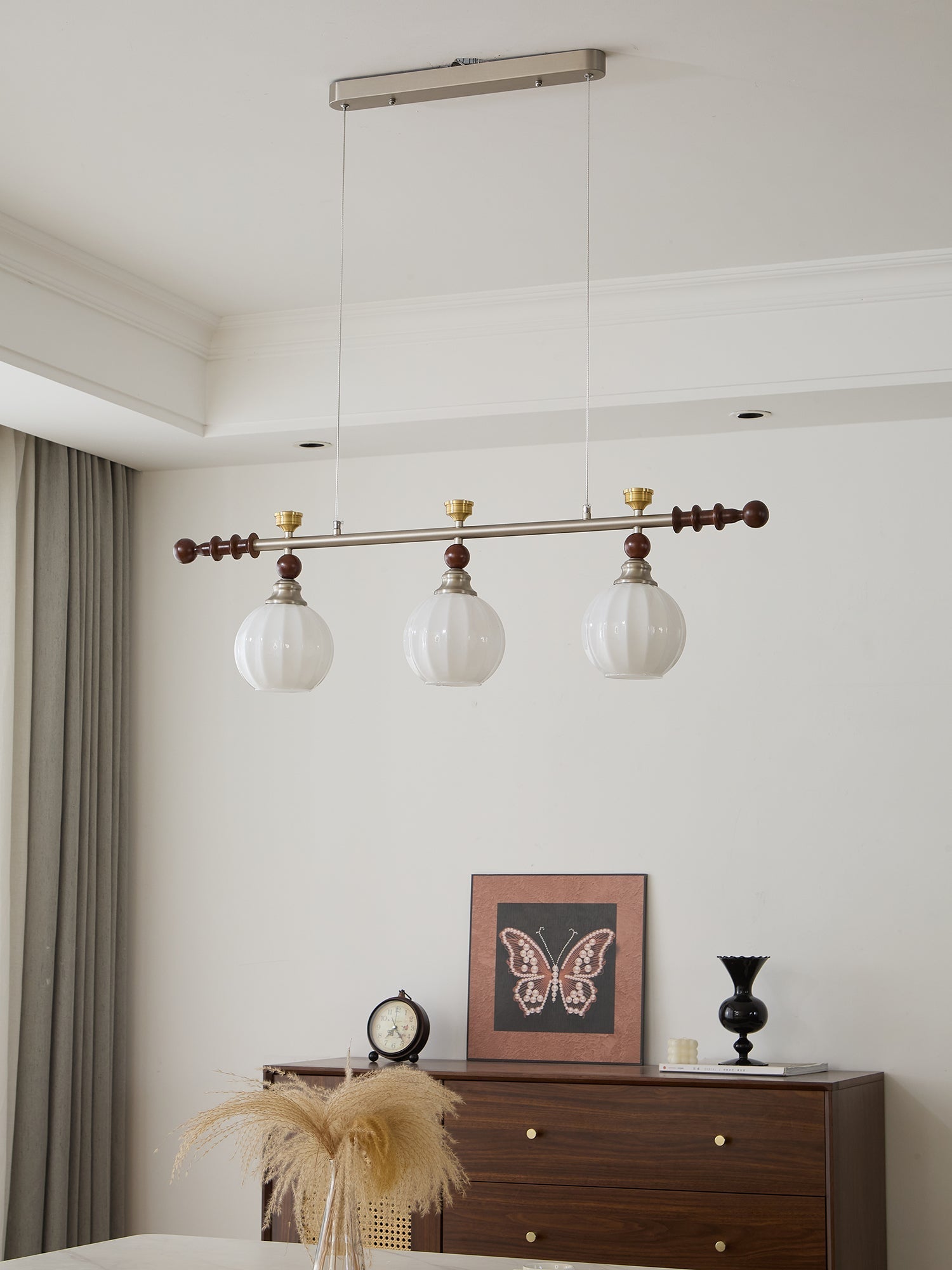 Otheia Elegance Vintage Linear Wood Pendant Lamp-Neutral Decor