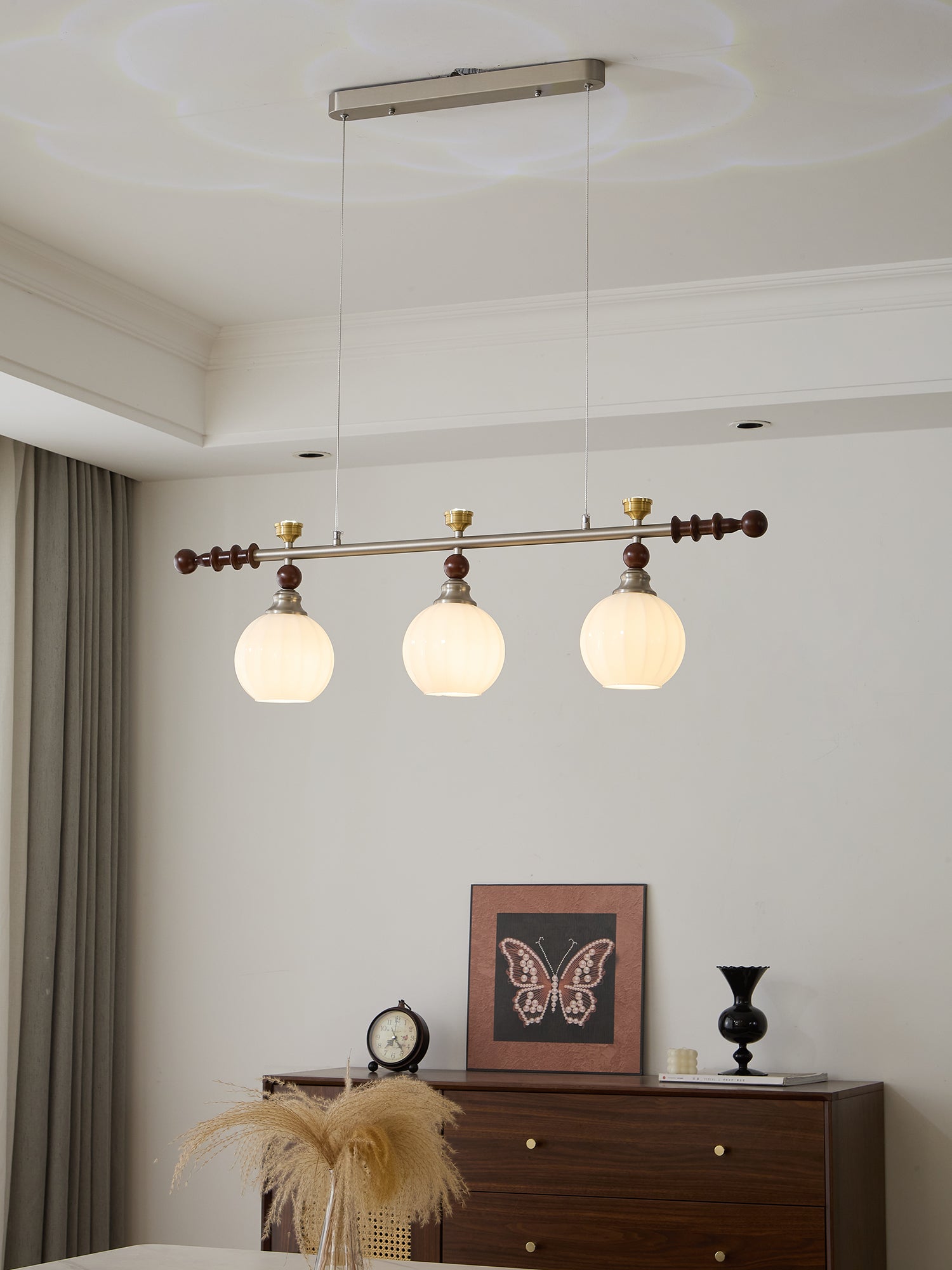 Otheia Elegance Vintage Linear Wood Pendant Lamp-Neutral Decor