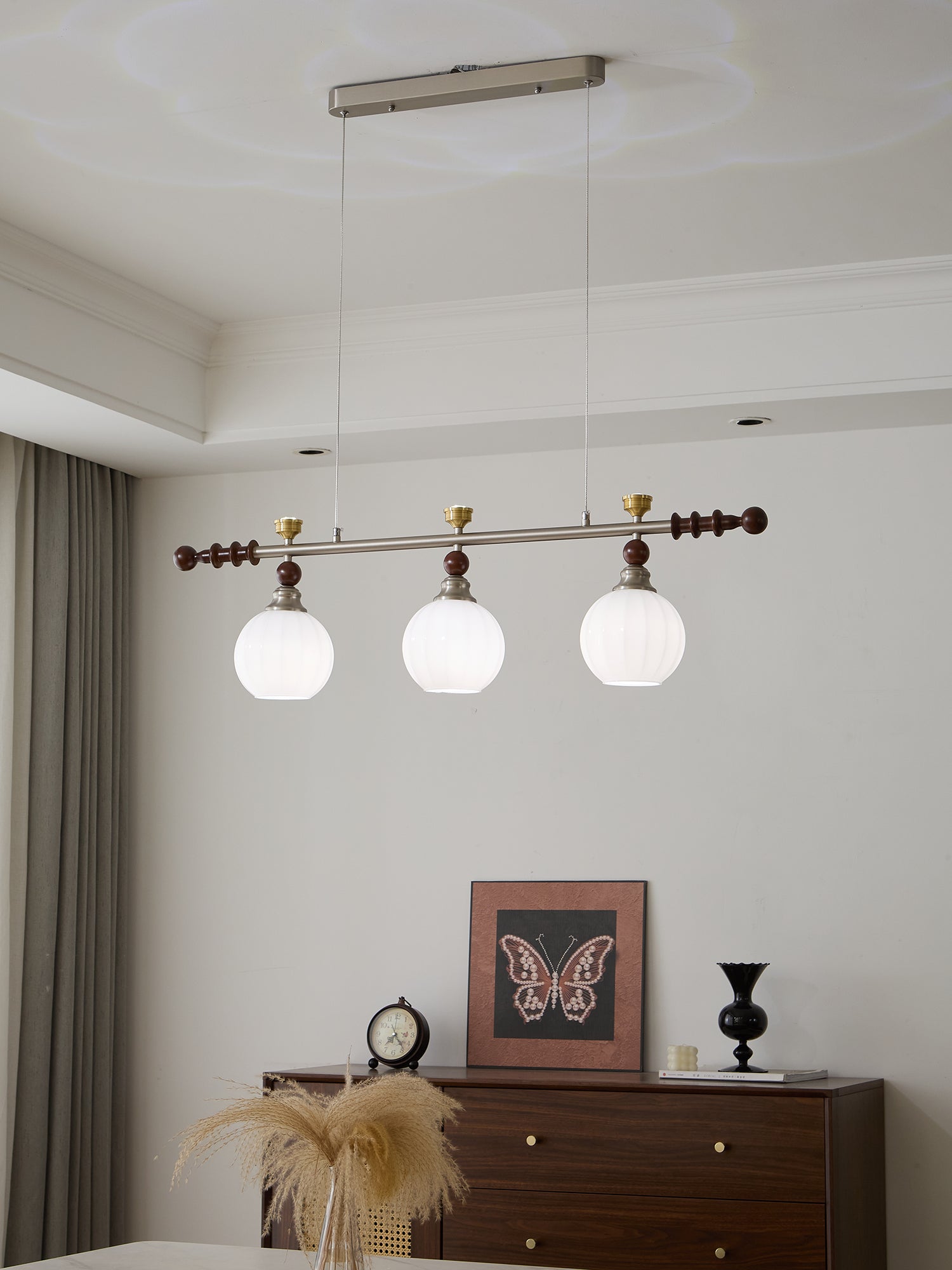 Otheia Elegance Vintage Linear Wood Pendant Lamp-Neutral Decor