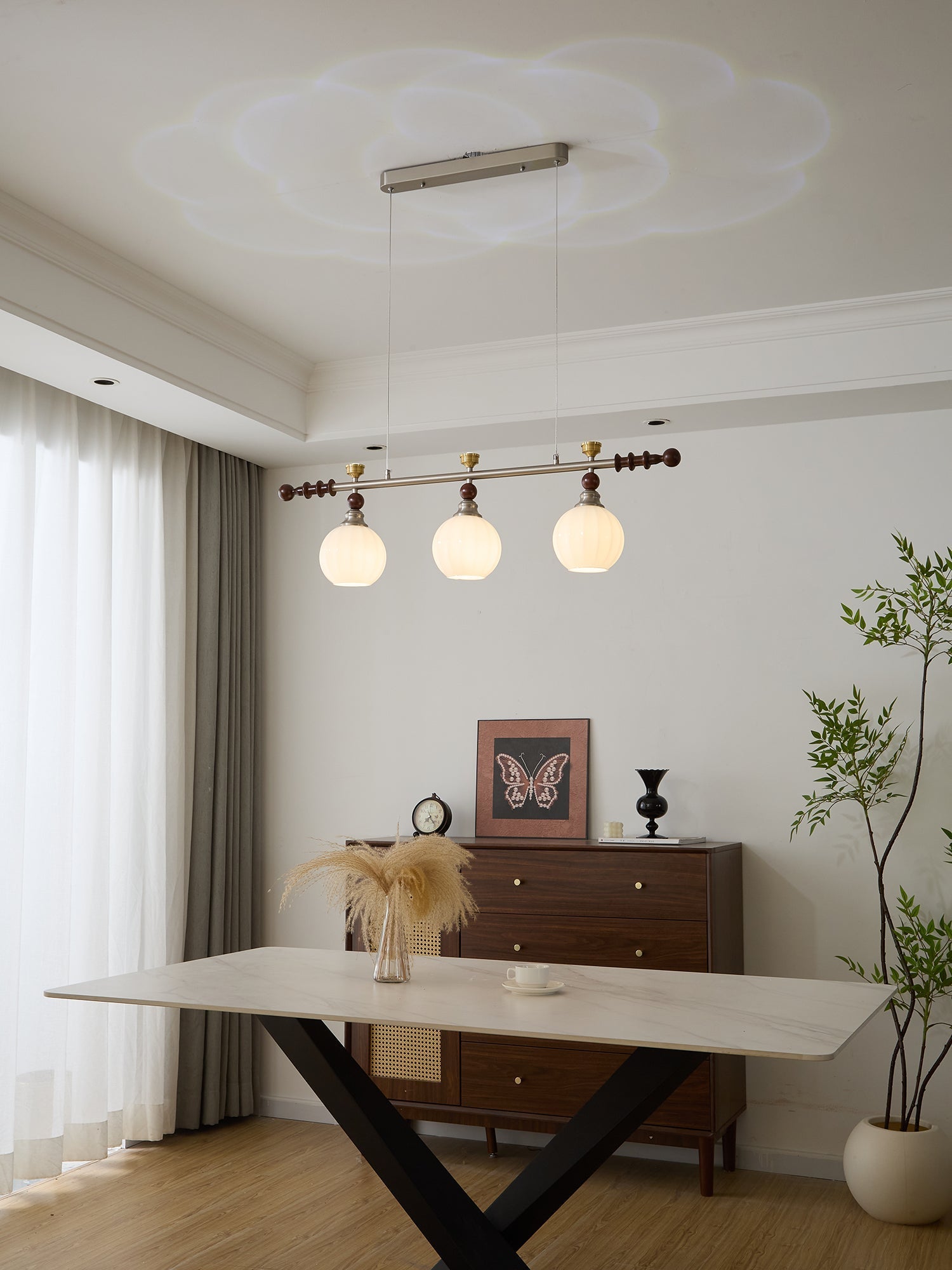 Otheia Elegance Vintage Linear Wood Pendant Lamp-Neutral Decor