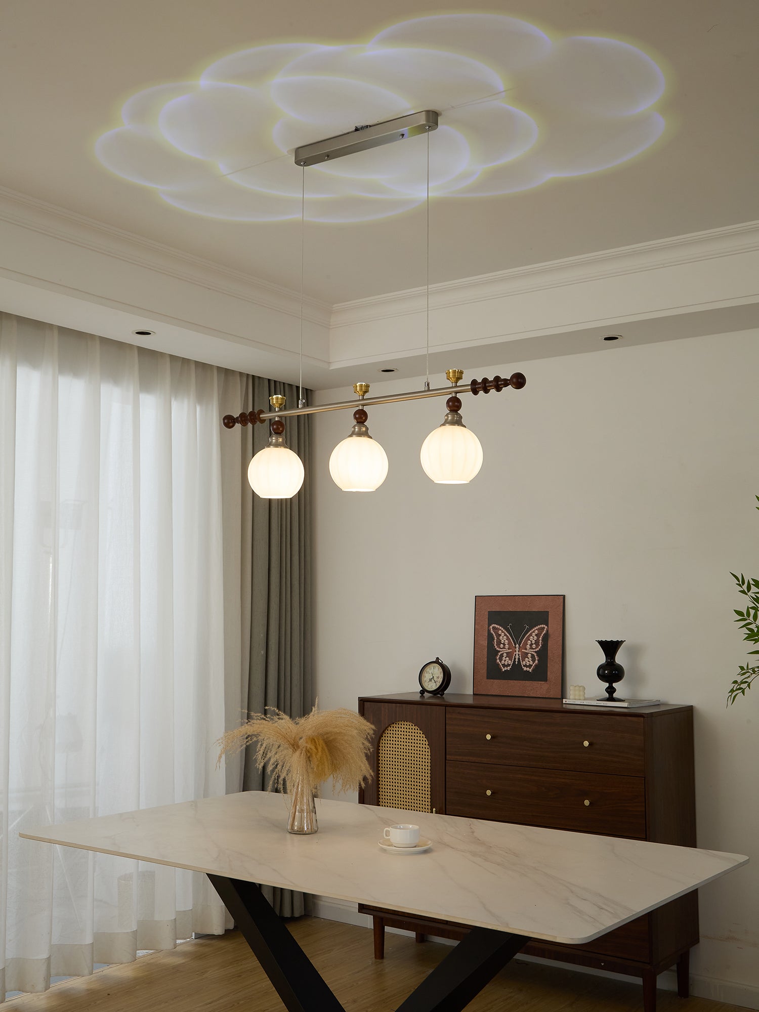 Otheia Elegance Vintage Linear Wood Pendant Lamp-Neutral Decor