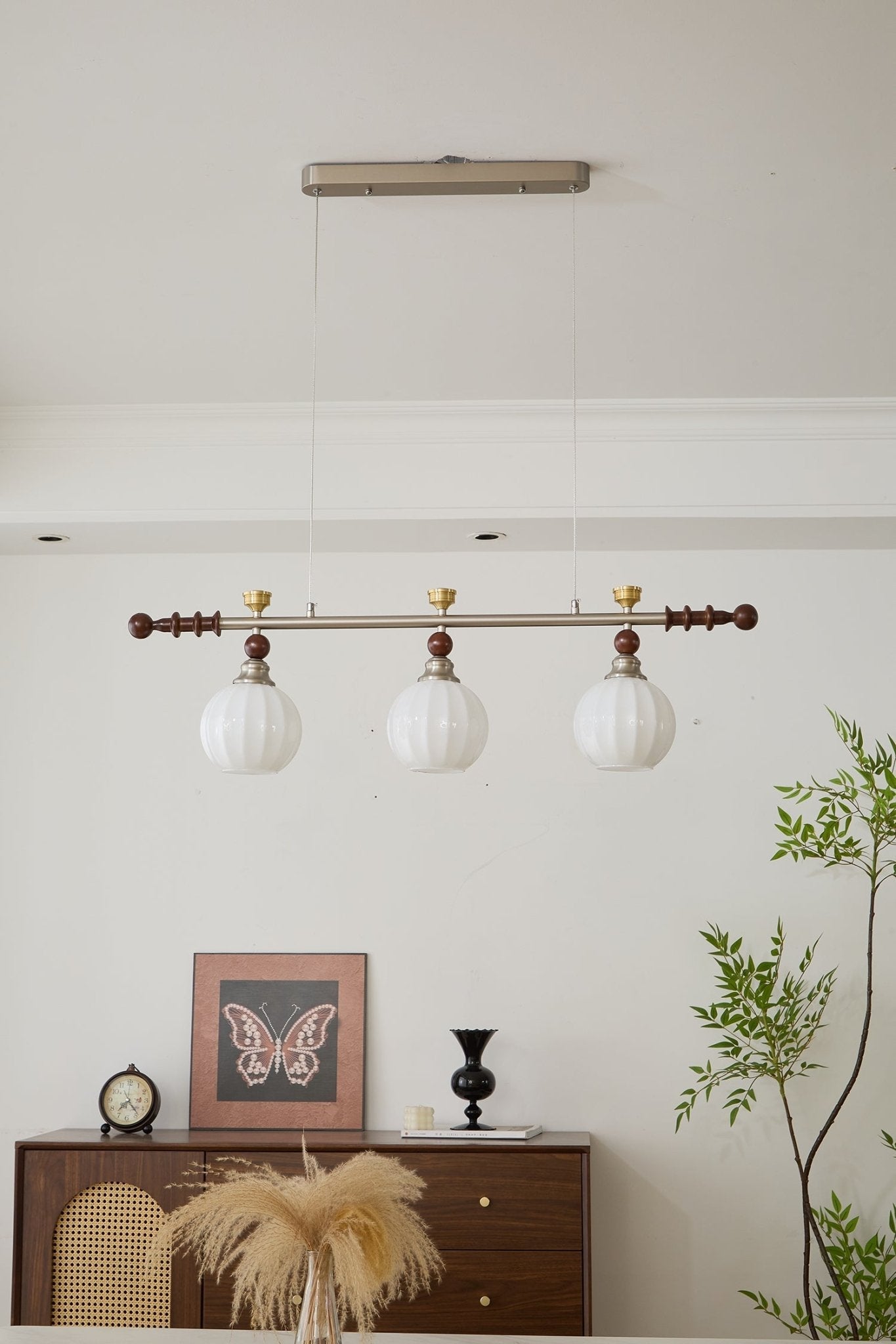 Otheia Elegance Vintage Linear Wood Pendant Lamp-Neutral Decor