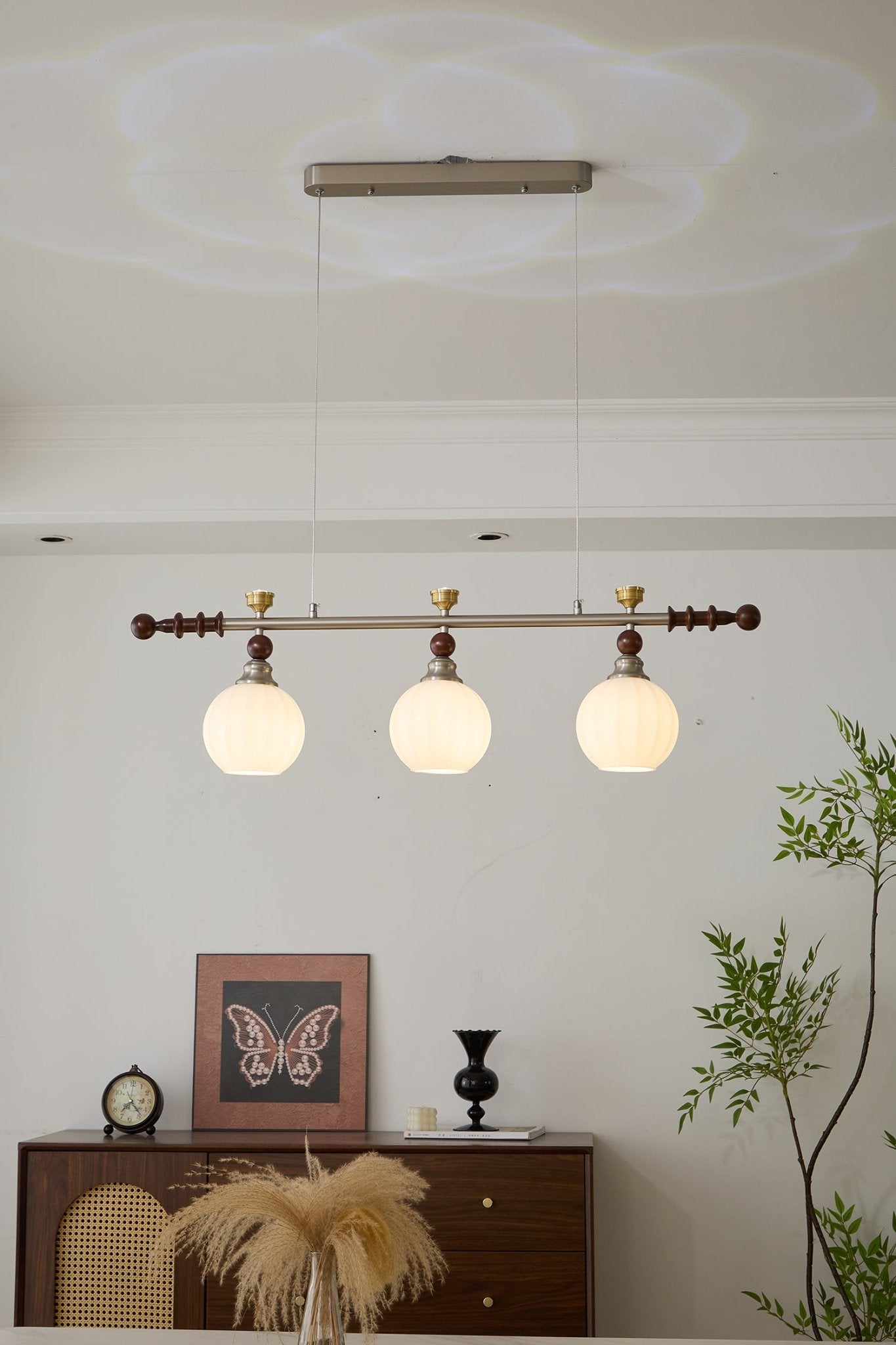 Otheia Elegance Vintage Linear Wood Pendant Lamp-Neutral Decor