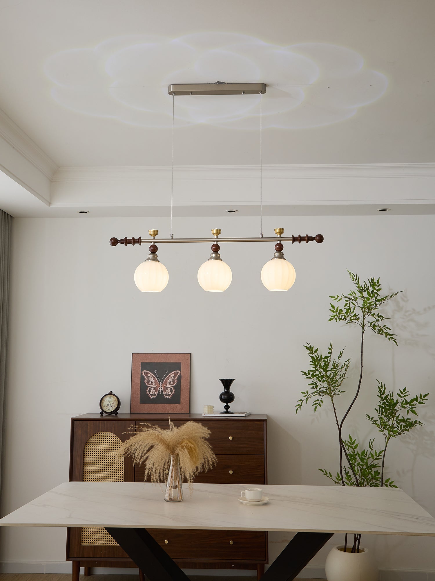 Otheia Elegance Vintage Linear Wood Pendant Lamp-Neutral Decor