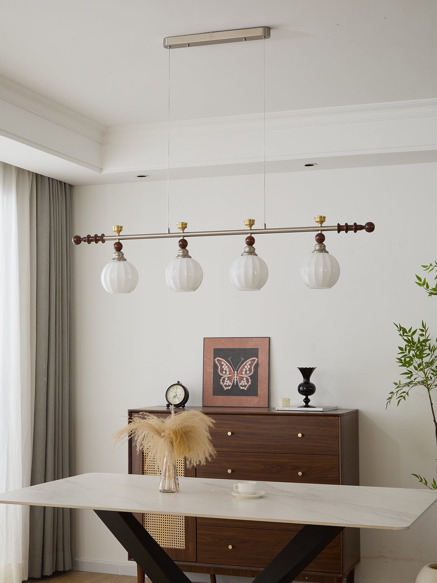 Otheia Elegance Vintage Linear Wood Pendant Lamp-Neutral Decor