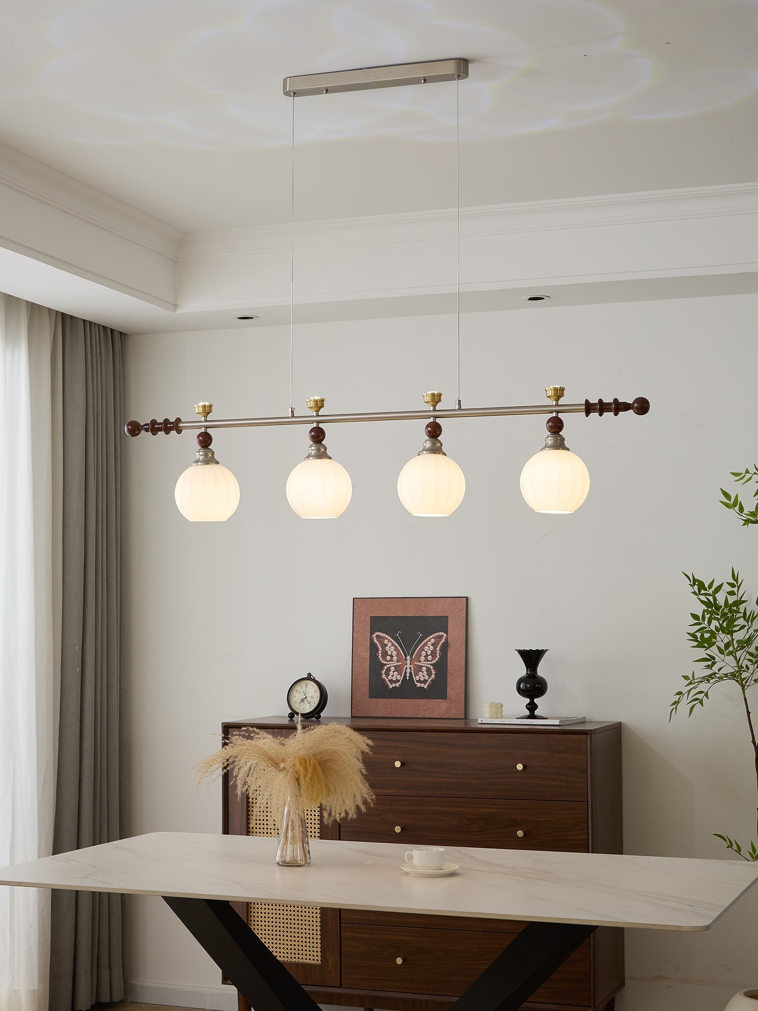 Otheia Elegance Vintage Linear Wood Pendant Lamp-Neutral Decor