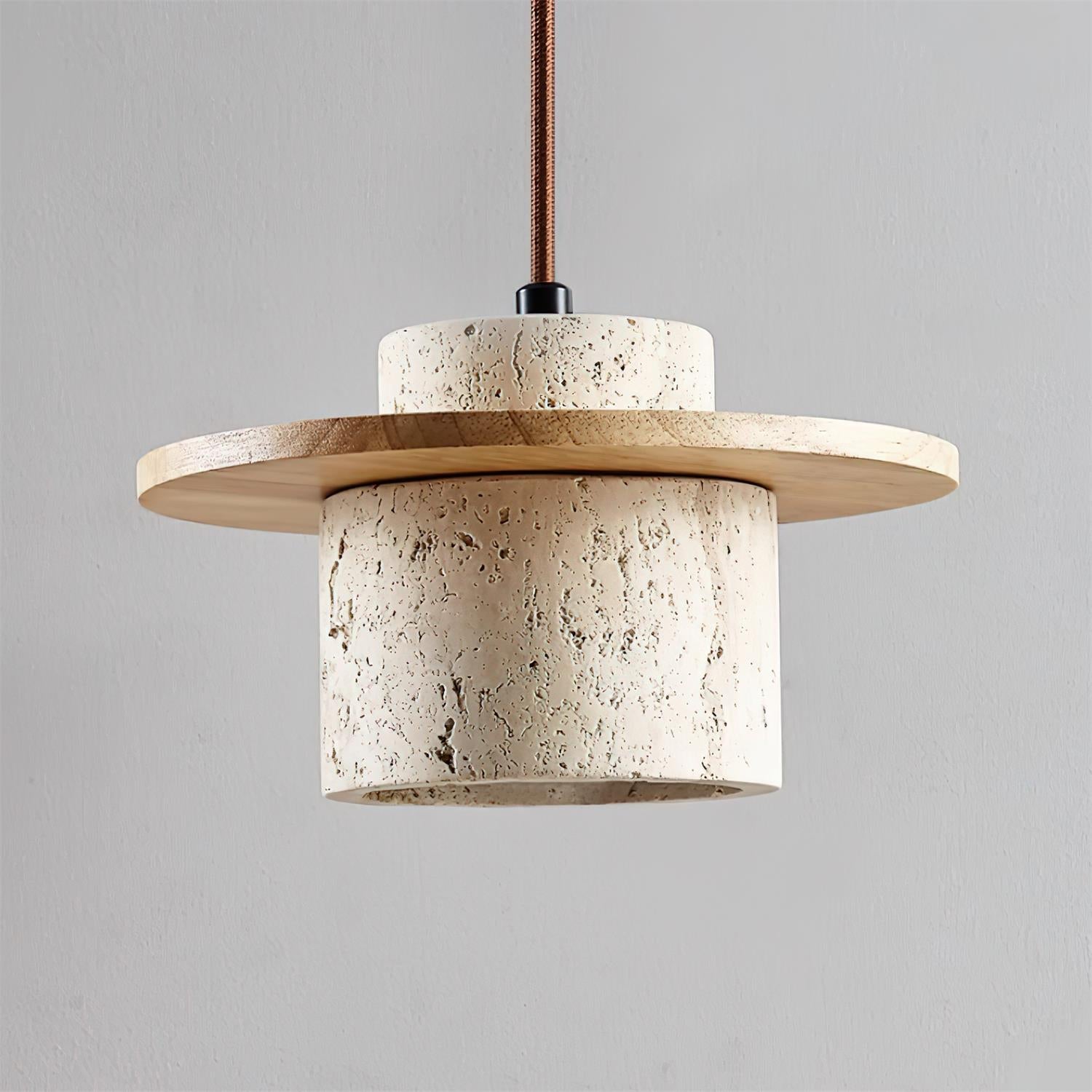 Ritta Wall Lamp Travertine Cylinder Walnut Wood