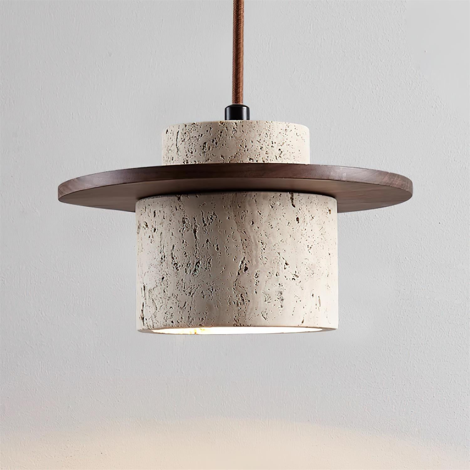 Ritta Wall Lamp Travertine Cylinder Walnut Wood
