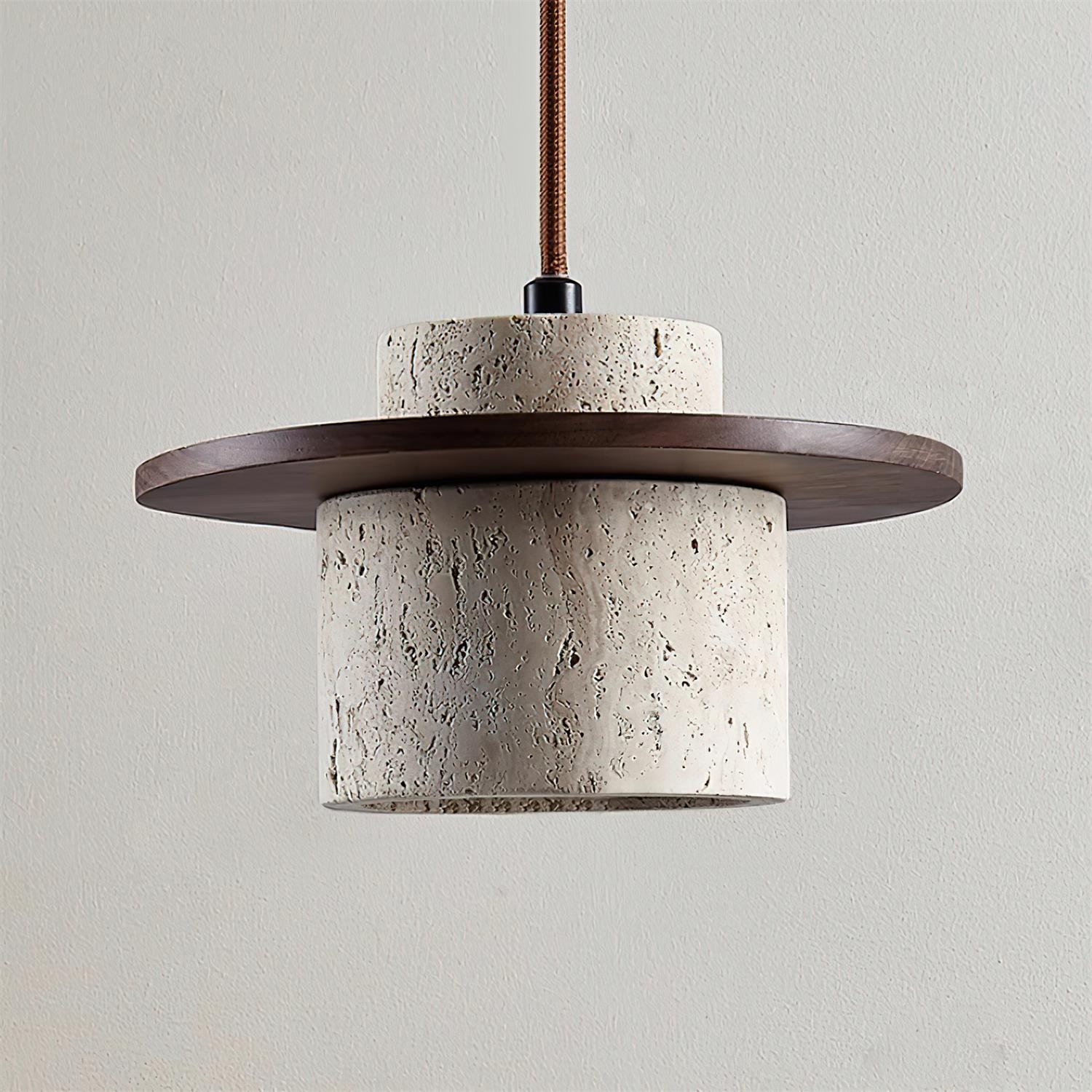 Ritta Wall Lamp Travertine Cylinder Walnut Wood