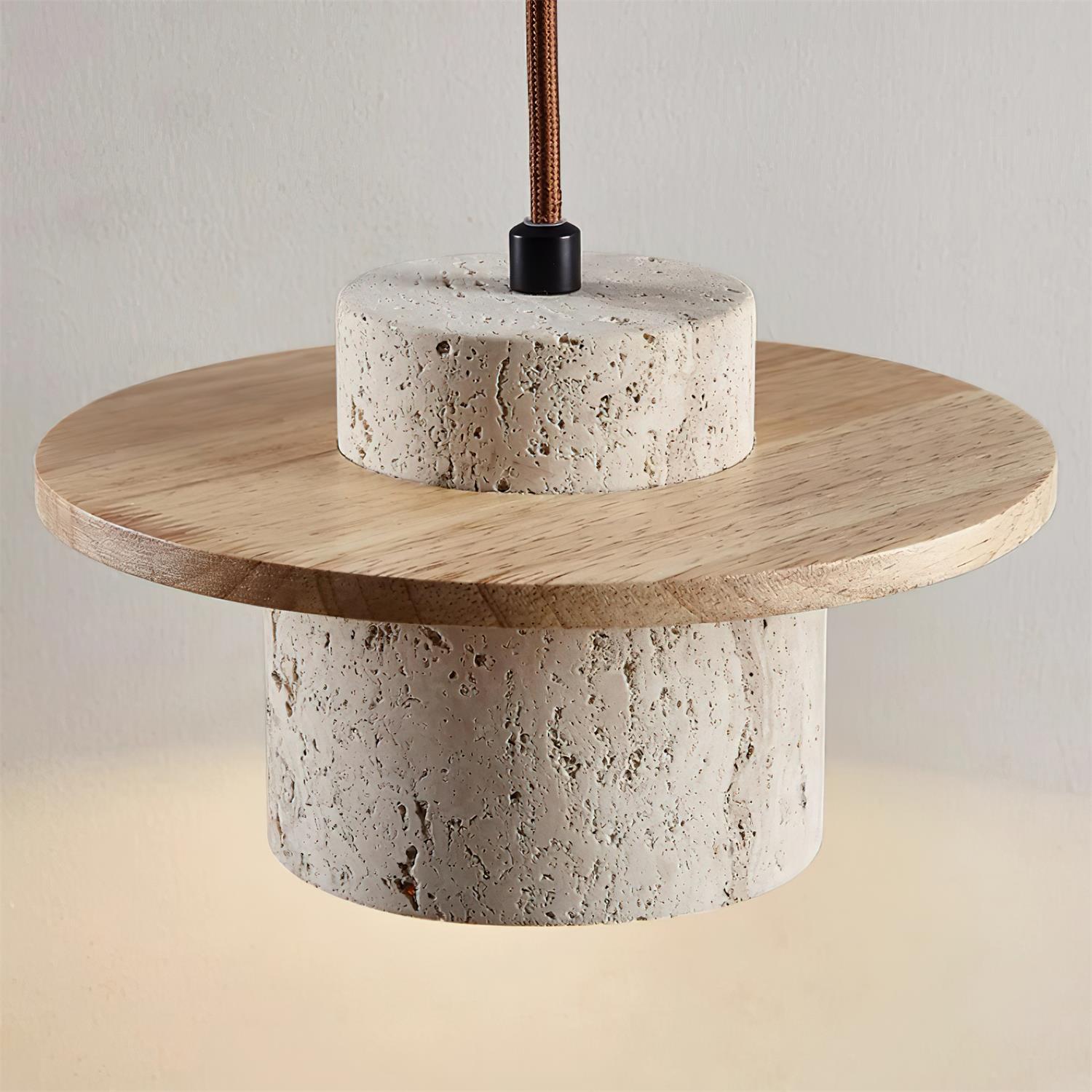 Ritta Wall Lamp Travertine Cylinder Walnut Wood