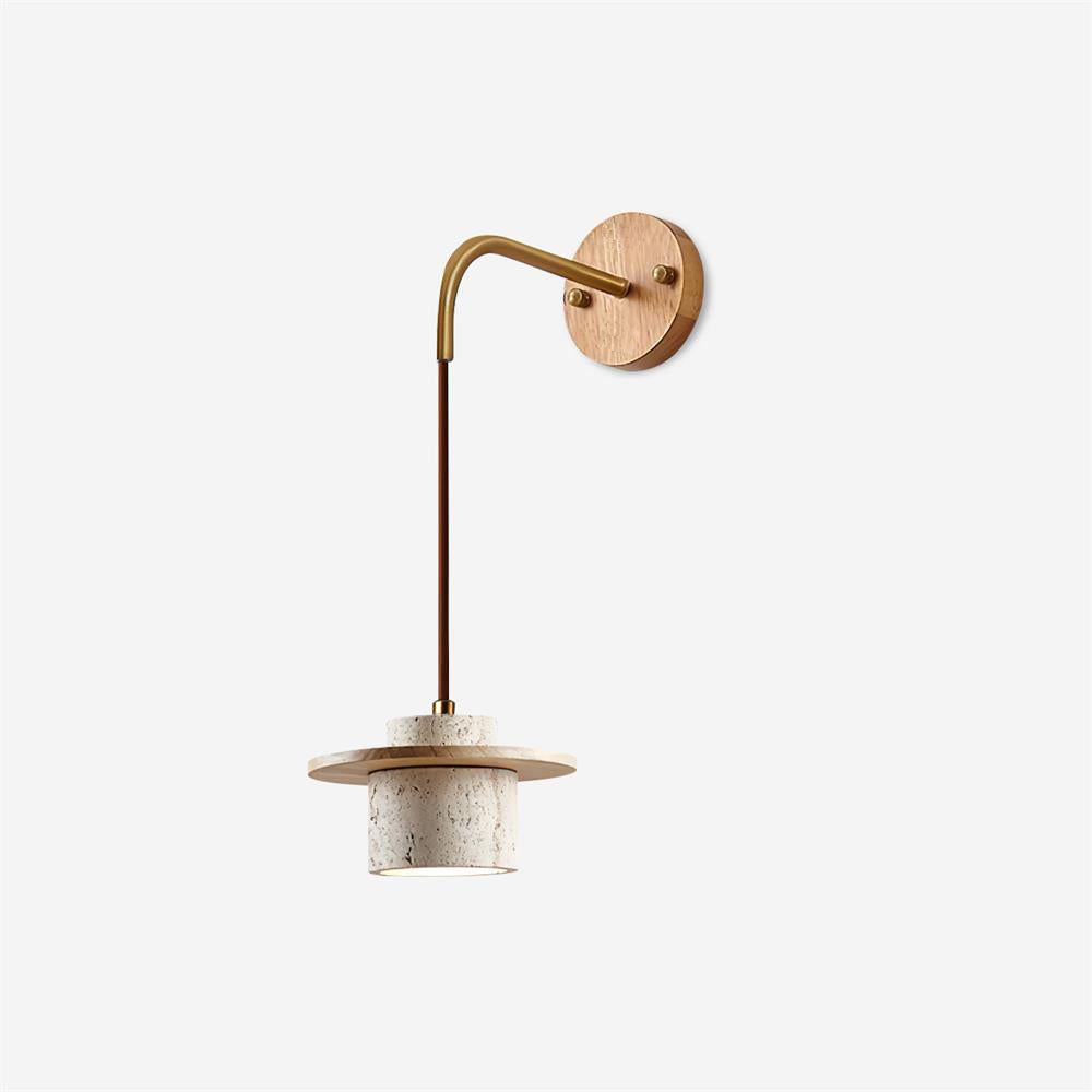 Ritta Wall Lamp Travertine Cylinder Walnut Wood