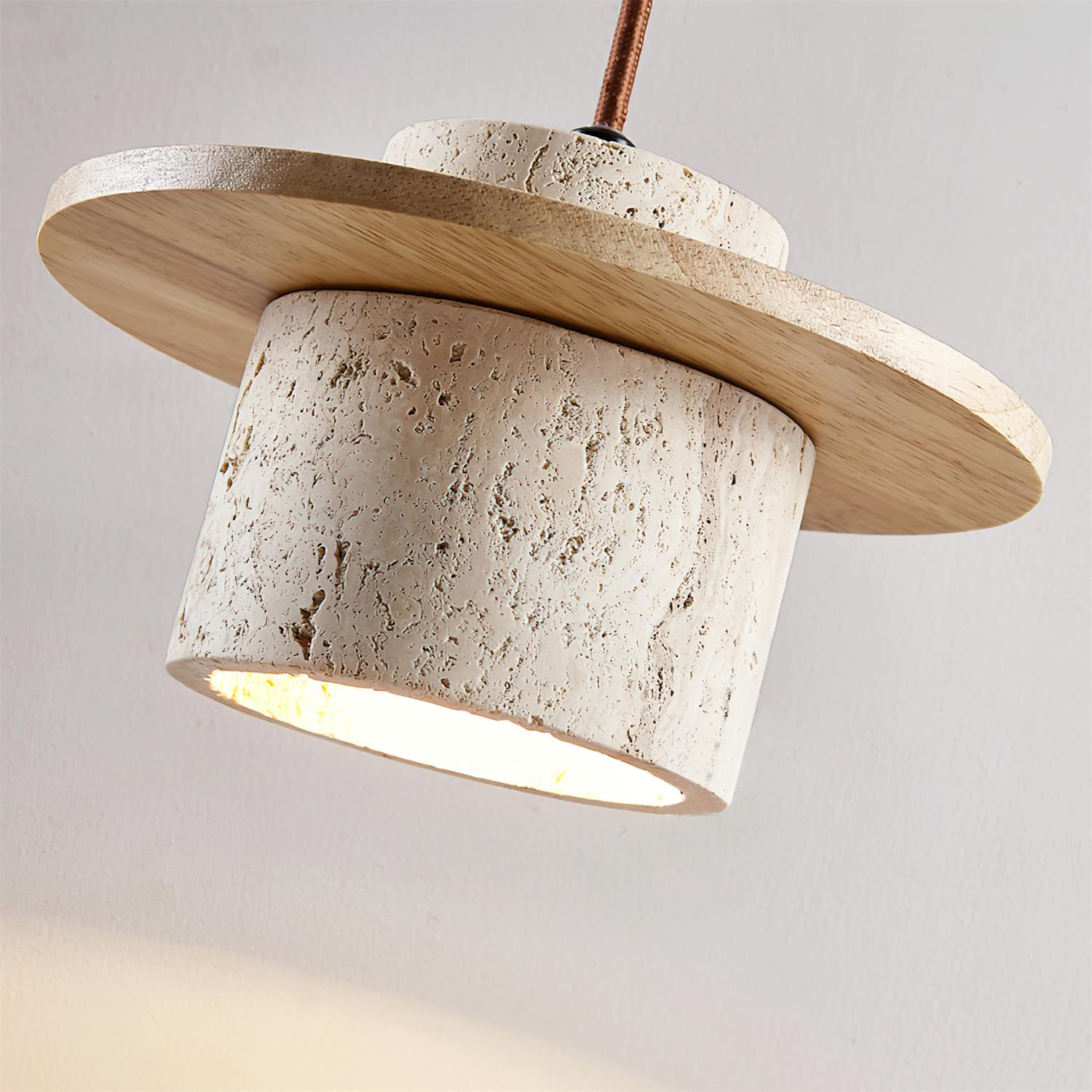 Ritta Wall Lamp Travertine Cylinder Walnut Wood