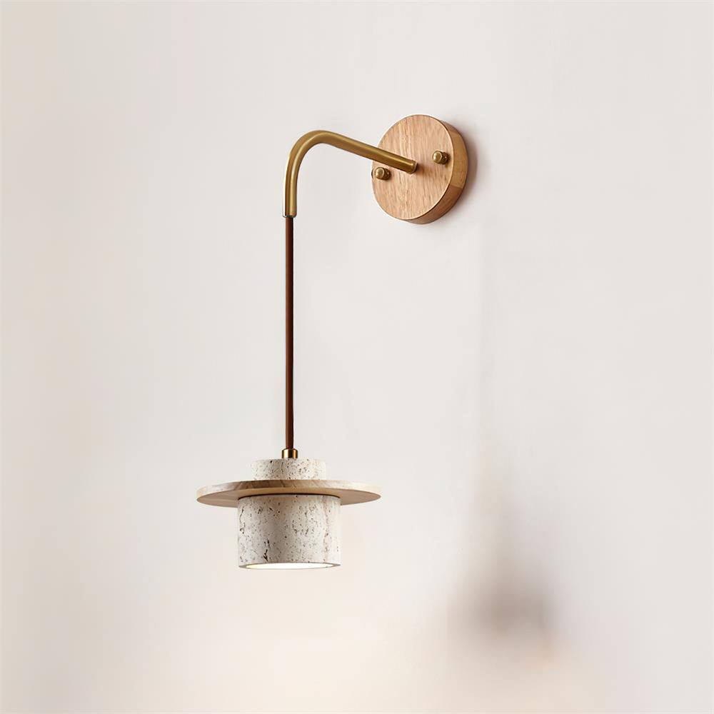 Ritta Wall Lamp Travertine Cylinder Walnut Wood