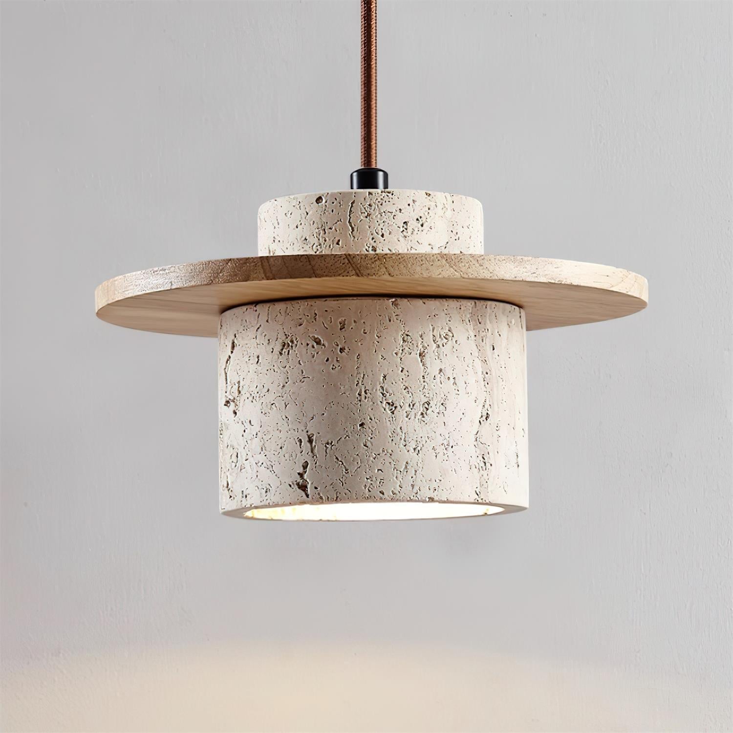 Ritta Wall Lamp Travertine Cylinder Walnut Wood