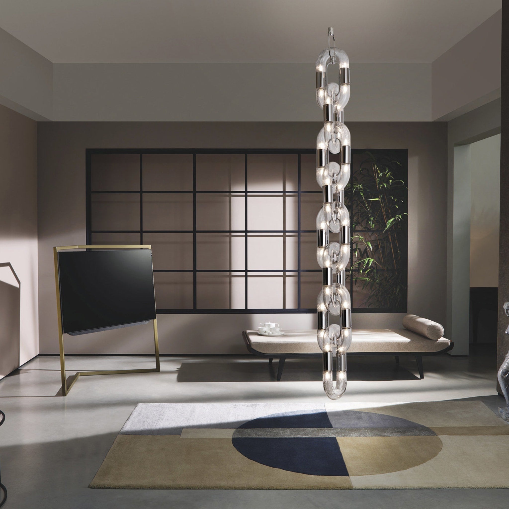 Pendant Light Chain Link Modern Stainless Steel Hanging Lamp