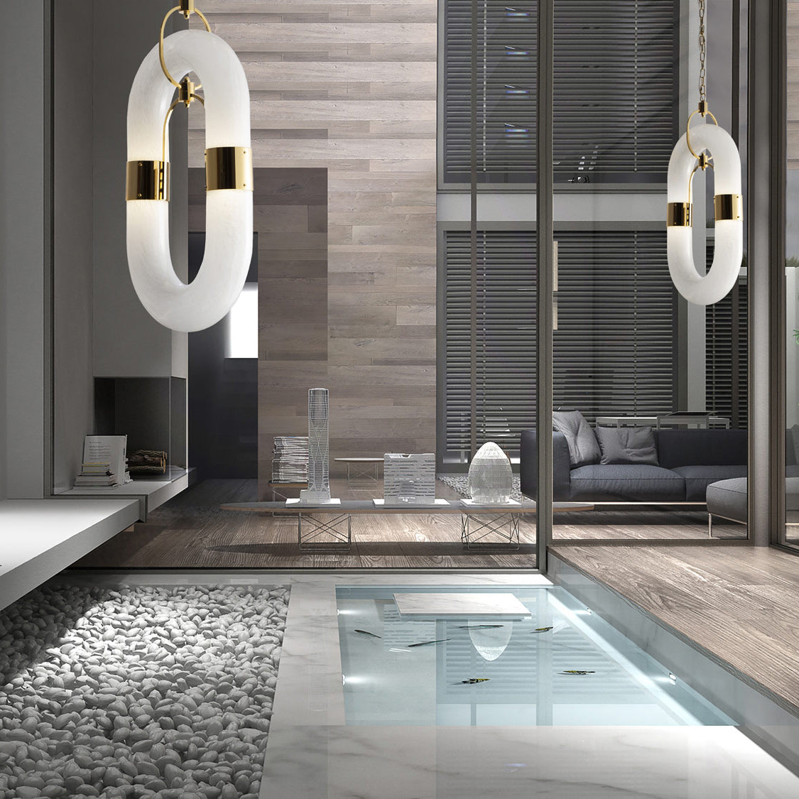 Pendant Light Chain Link Modern Stainless Steel Hanging Lamp