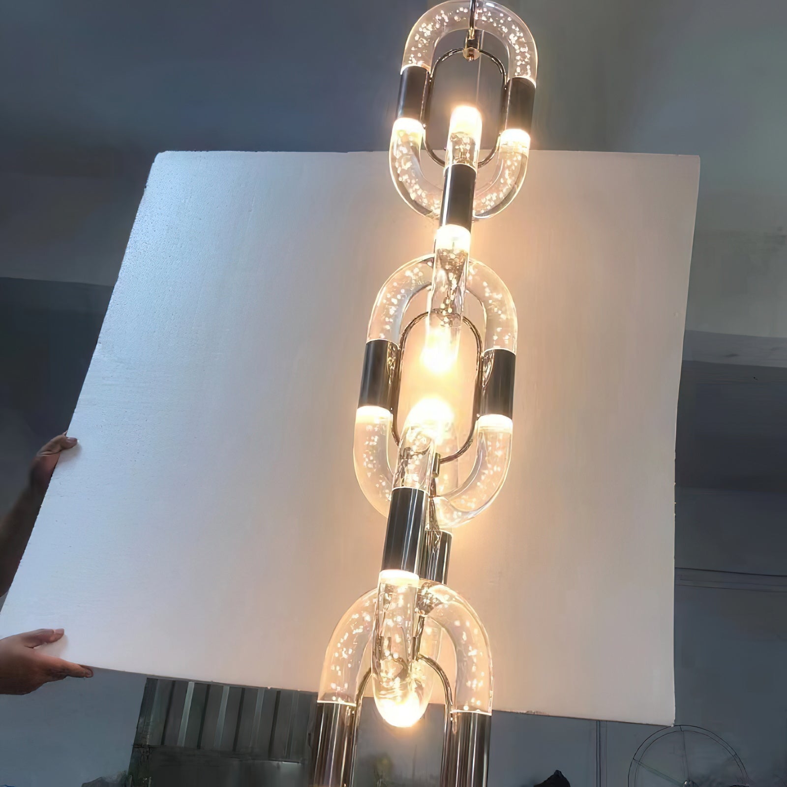 Pendant Light Chain Link Modern Stainless Steel Hanging Lamp